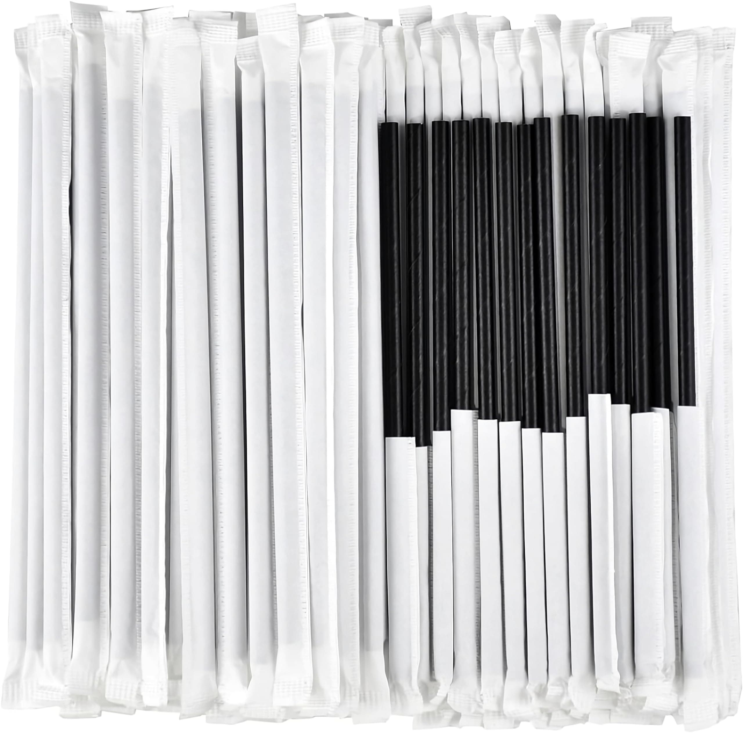 6 MM Paper Straws (100 Pcs) Wrapped Individually for Drinking, 100% Biodegradable And Durable 6 MM Diameter x 20 CM Long - Pack Of 100 (Black)
