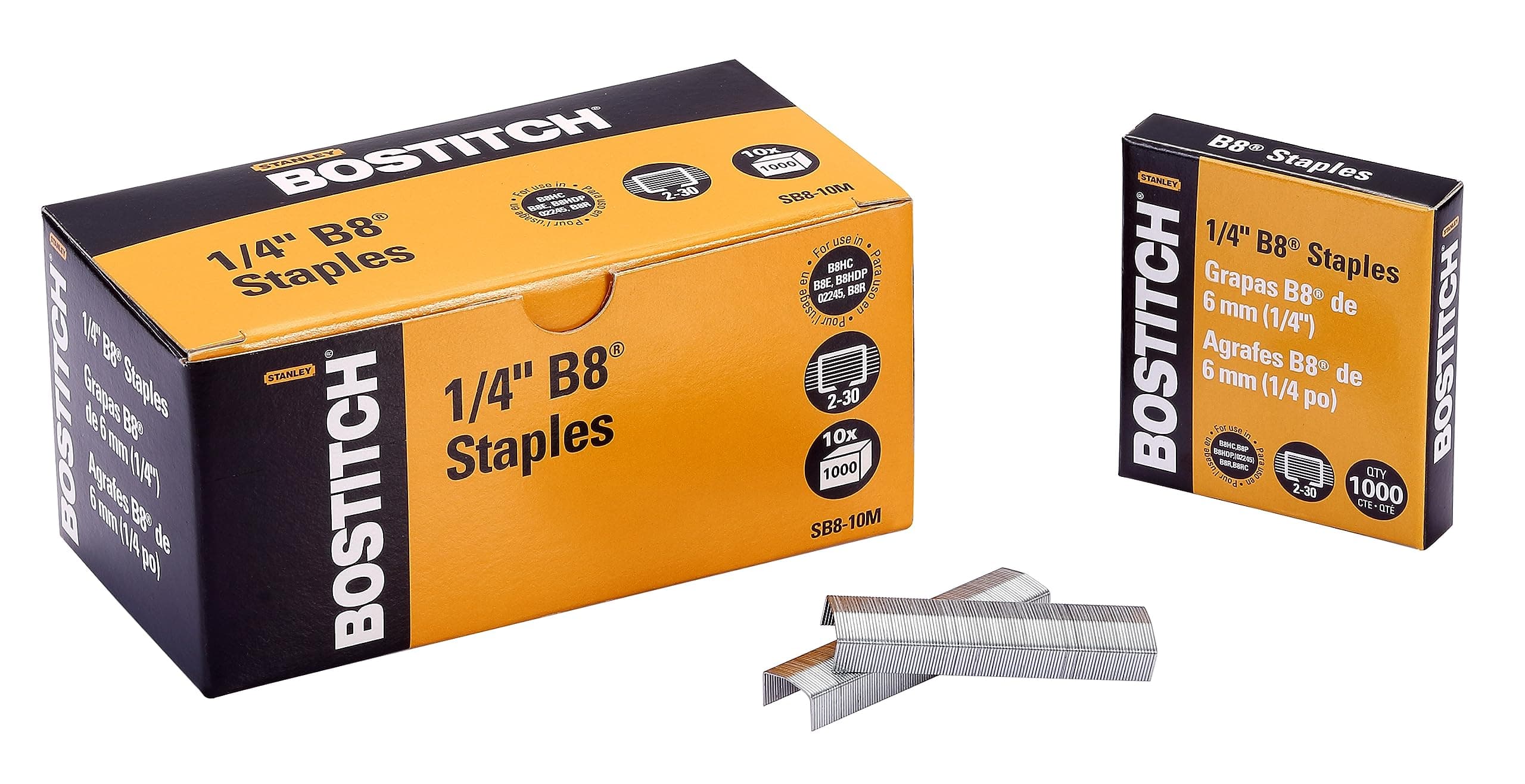 Bostitch B8 PowerCrown Staples, 0.25 Inches, 10,000 Total in 10 Separate 1,000 Count Boxes (SB8-10M)