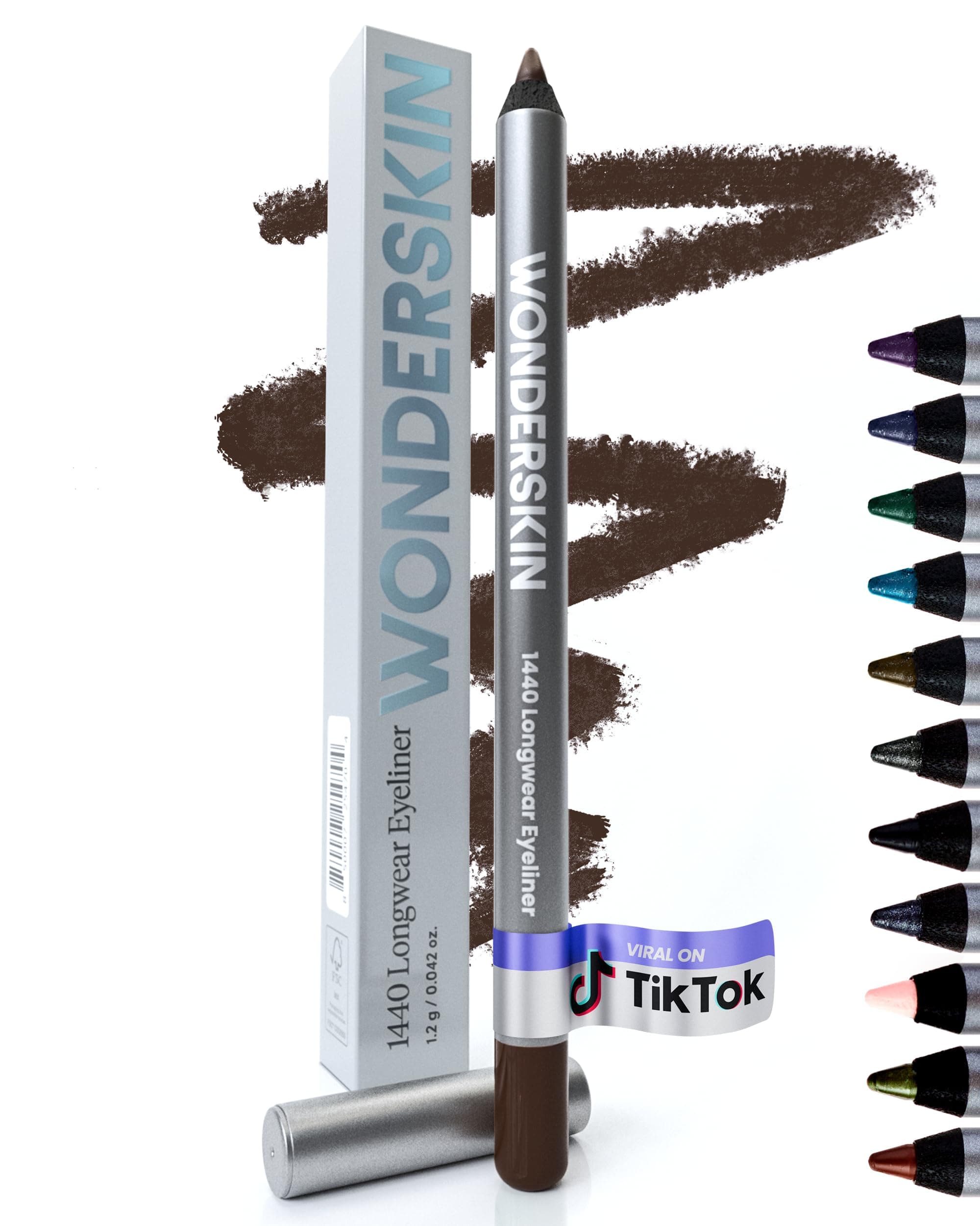 Wonderskin Eyeliner Pencil, 1440 Longwear Brown Eyeliner Pencil - Waterproof, Sharpenable & Smudge Proof (Kalamata)