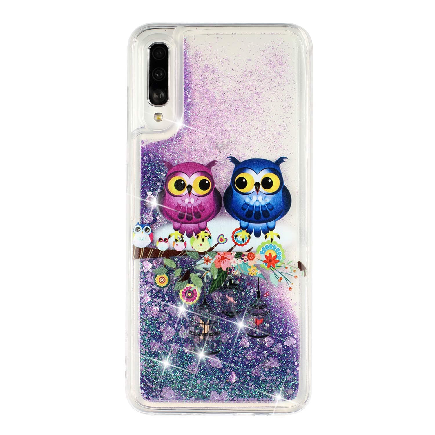 HopMore Compatible with Huawei Y9 Prime 2019 (Huawei P Smart Z) Glitter Case 3D Silicone Liquid Cover Clear Shockproof Protective Soft Case Cover Transparent Pattern for Woman Girls - Owl