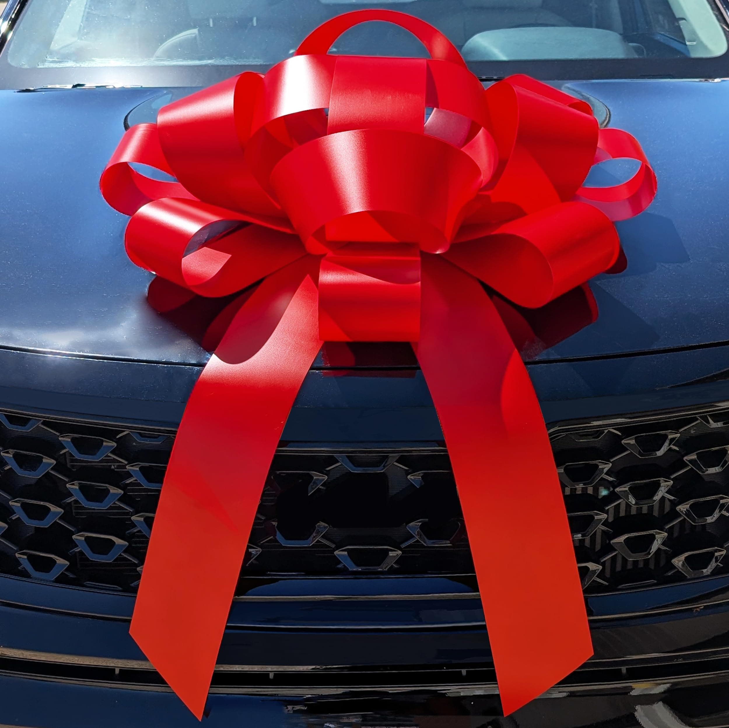 CarBowz Big Red Car Bow, Giant Bow, Non Scratch Magnet, Weather Resistant Vinyl, Fully Assembled