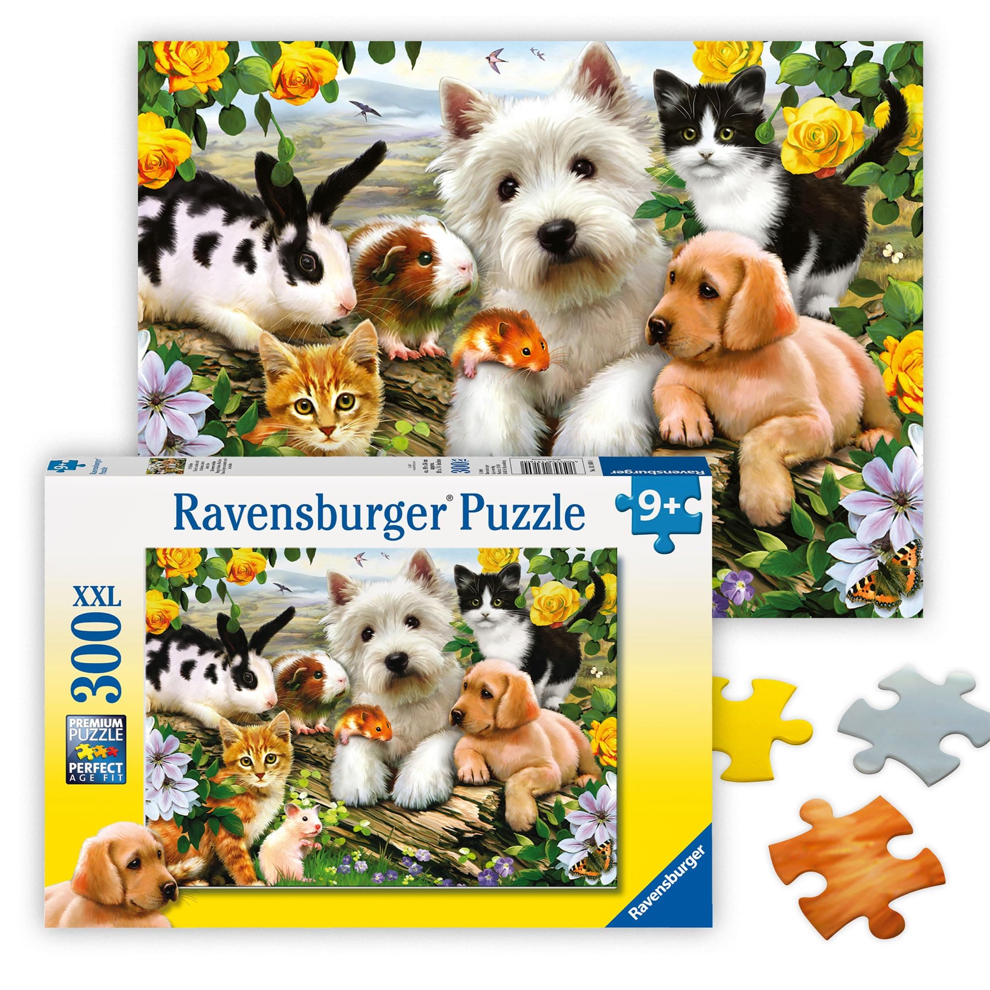 Ravensburger - Happy Animal Buddies - 300 Piece Jigsaw Puzzle - Exciting, Colorful Scene - Puppies, Kittens, Rabbits, and More - Premium Quality - Ideal Gift - Screen-Free Fun - Children Age 9+