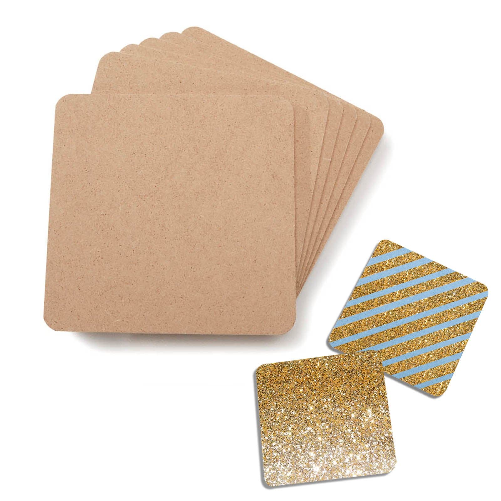 Set of Six Unfinished 4"x4" Fiberboard Coasters for Arts and Crafts Projects
