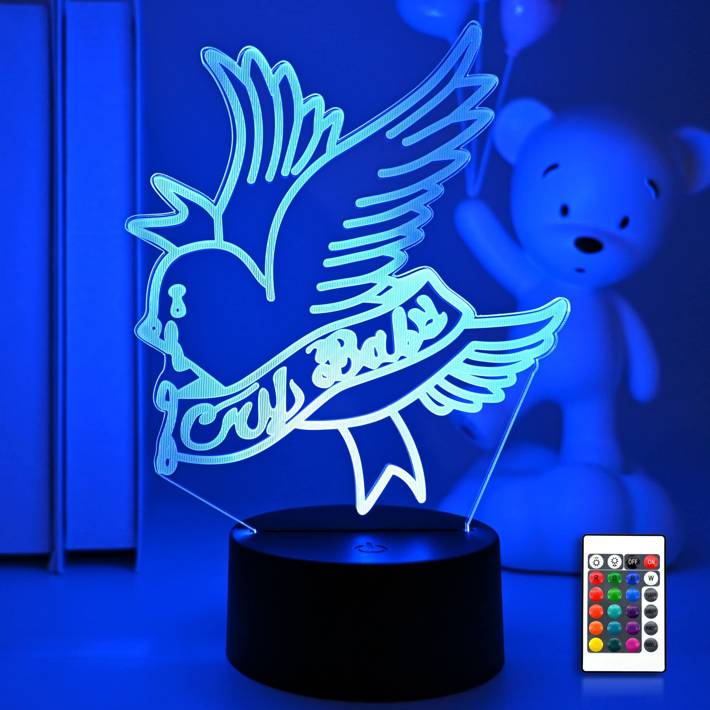 FFNNNN 3D Night Light Rapper Lil Peep Led for Home Decoration Gift for Fans Bedroom Decor Light Led Sensor Color Changing Work Desk Lamp-Remote Control