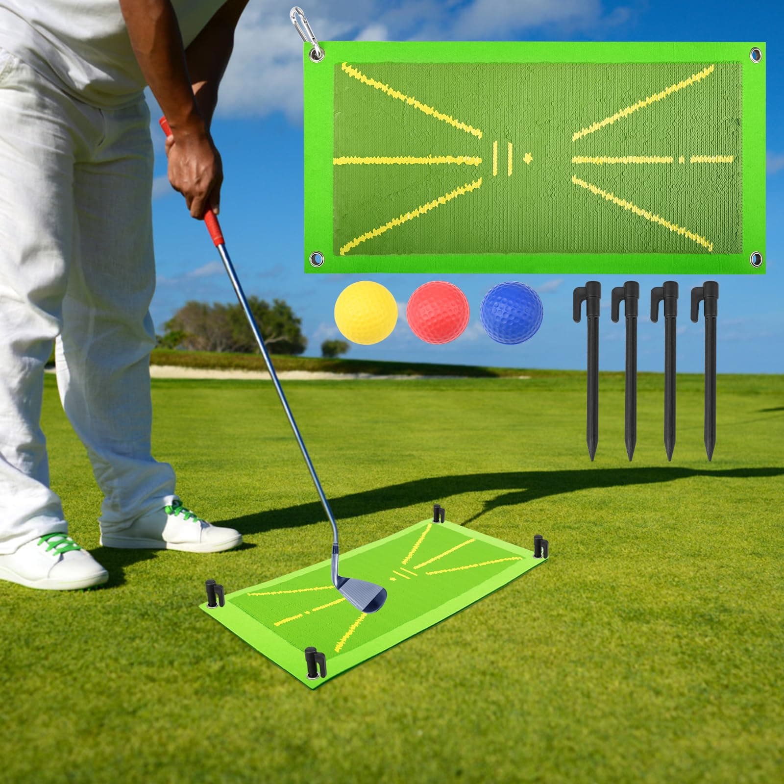Hnoxlehnb Golf Training Mat for Swing Detection, Path Visual Feedback Golf Swing Mat, Premium Golf Impact Mat, Path Feedback Golf Practice Mats, Advanced Golf Hitting Mat for Indoor/Outdoor