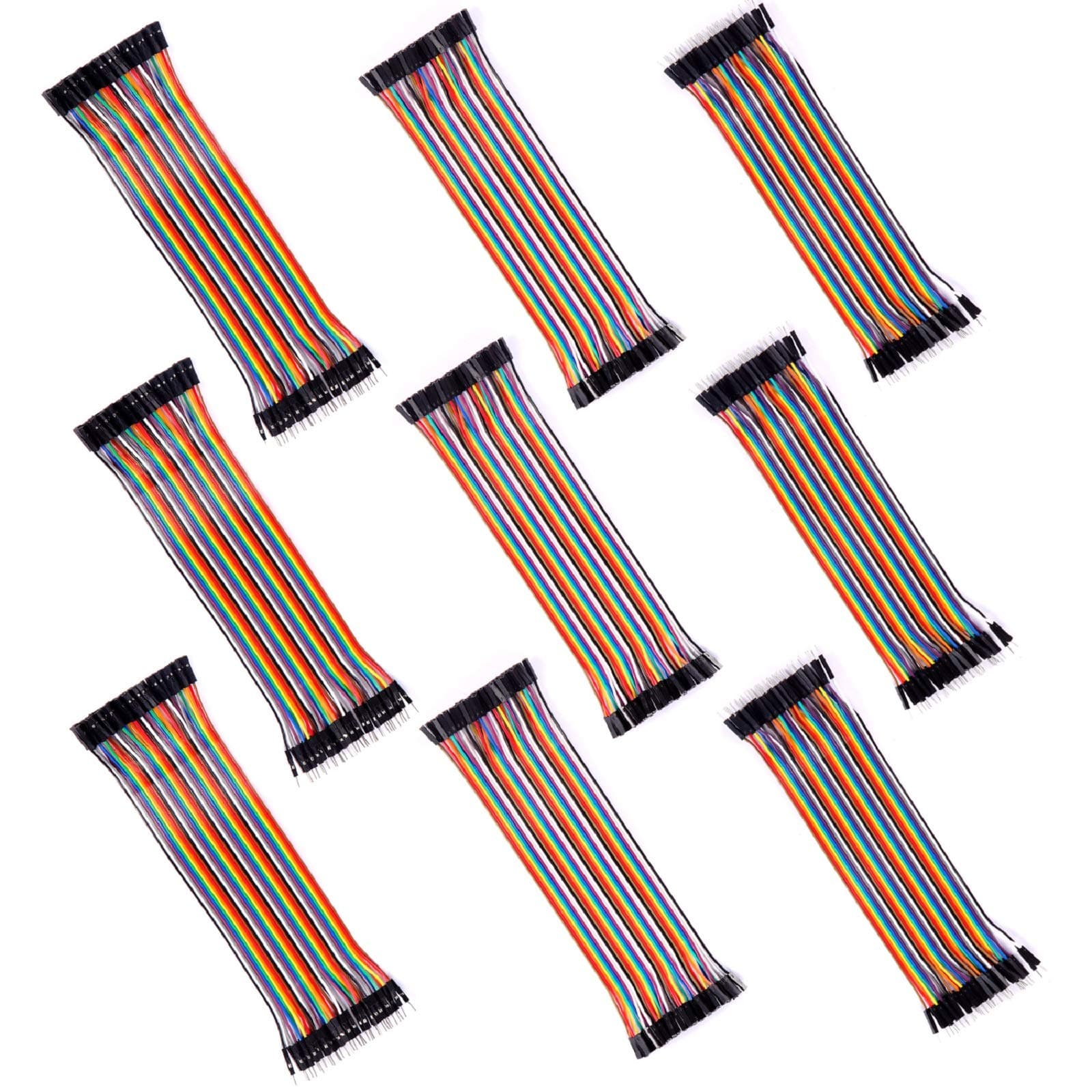 360 Pcs Multicolored Dupont Wire 40 Pin Male to Female x 3, 40 Pin Male x 3, Female x 3, Breadboard Jumper Wires Ribbon Cables Kit for Arduino (360 Wires)