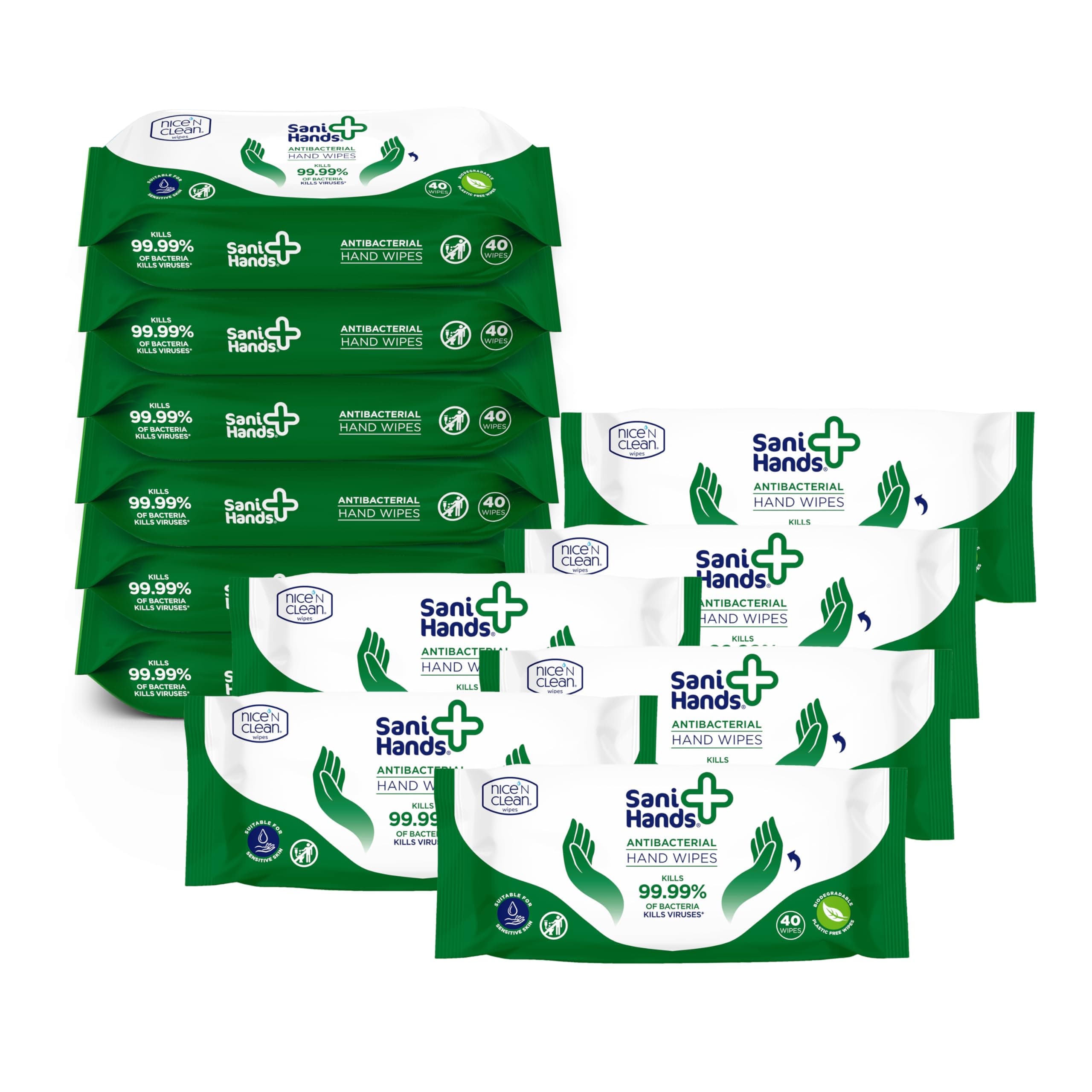 Anti-bacterial Hand Wipes - Dermatologically Tested, Non-Sticky Biodegradable Wet Wipes - 12x40 Wipes (480 Wipes)