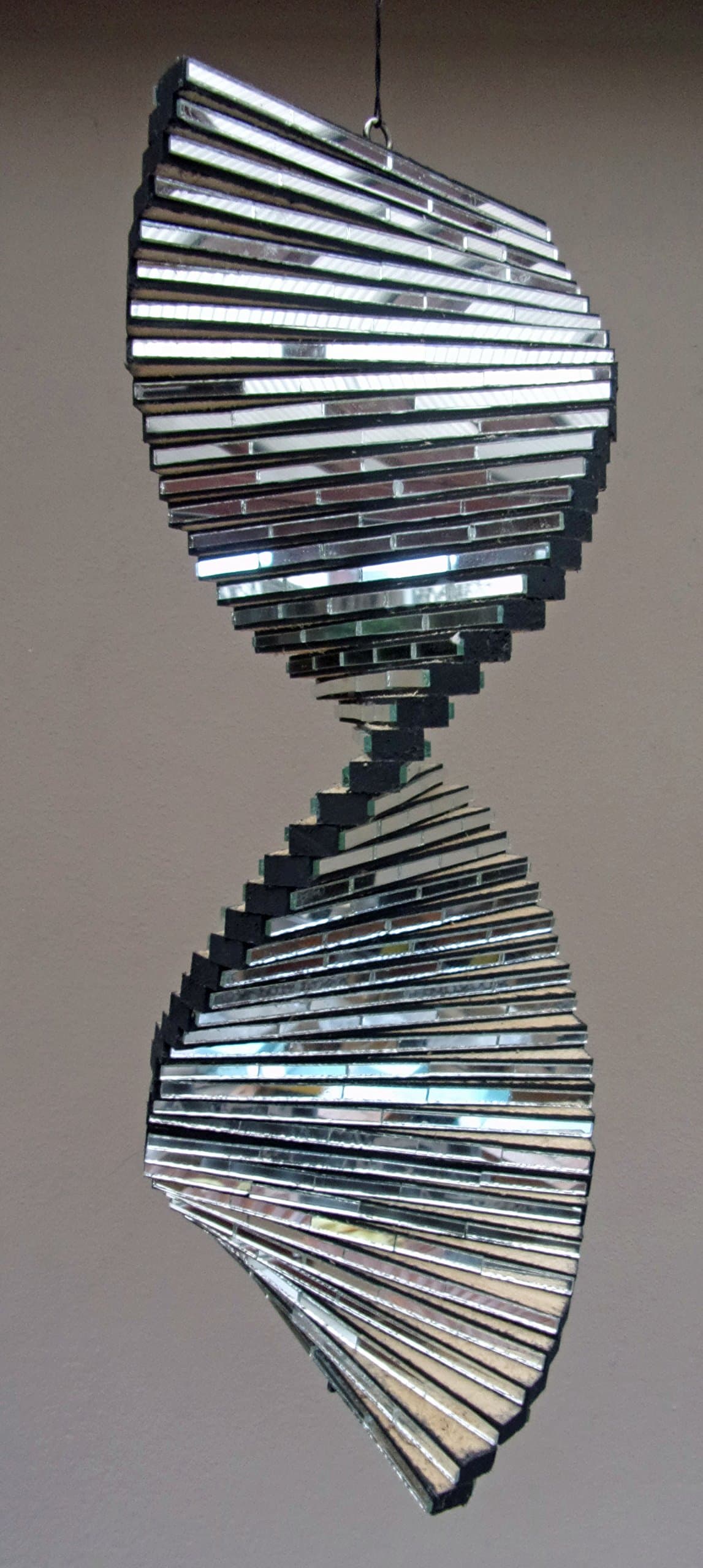 Unusual Hand Made Giant Mirror Segment Wind Twister Spiral Bali Wind Spinner 40cm x 15cm