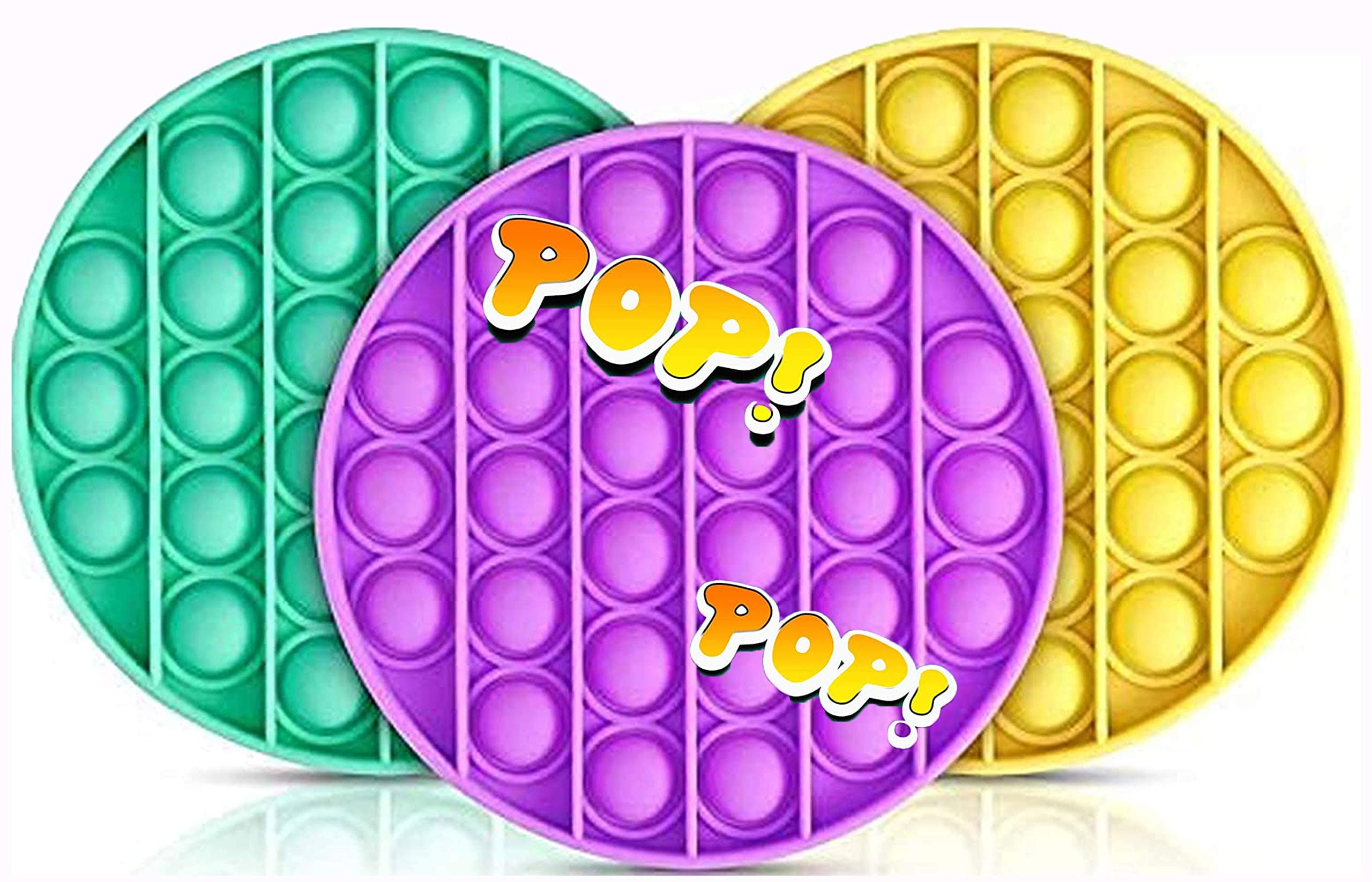 Pop It Fidget Toys,3-Pack Push Pop Pop Bubble Fidget Sensory Toy Stress and Anxiety Relief for Autism, Anxiety and Troubled Thoughts