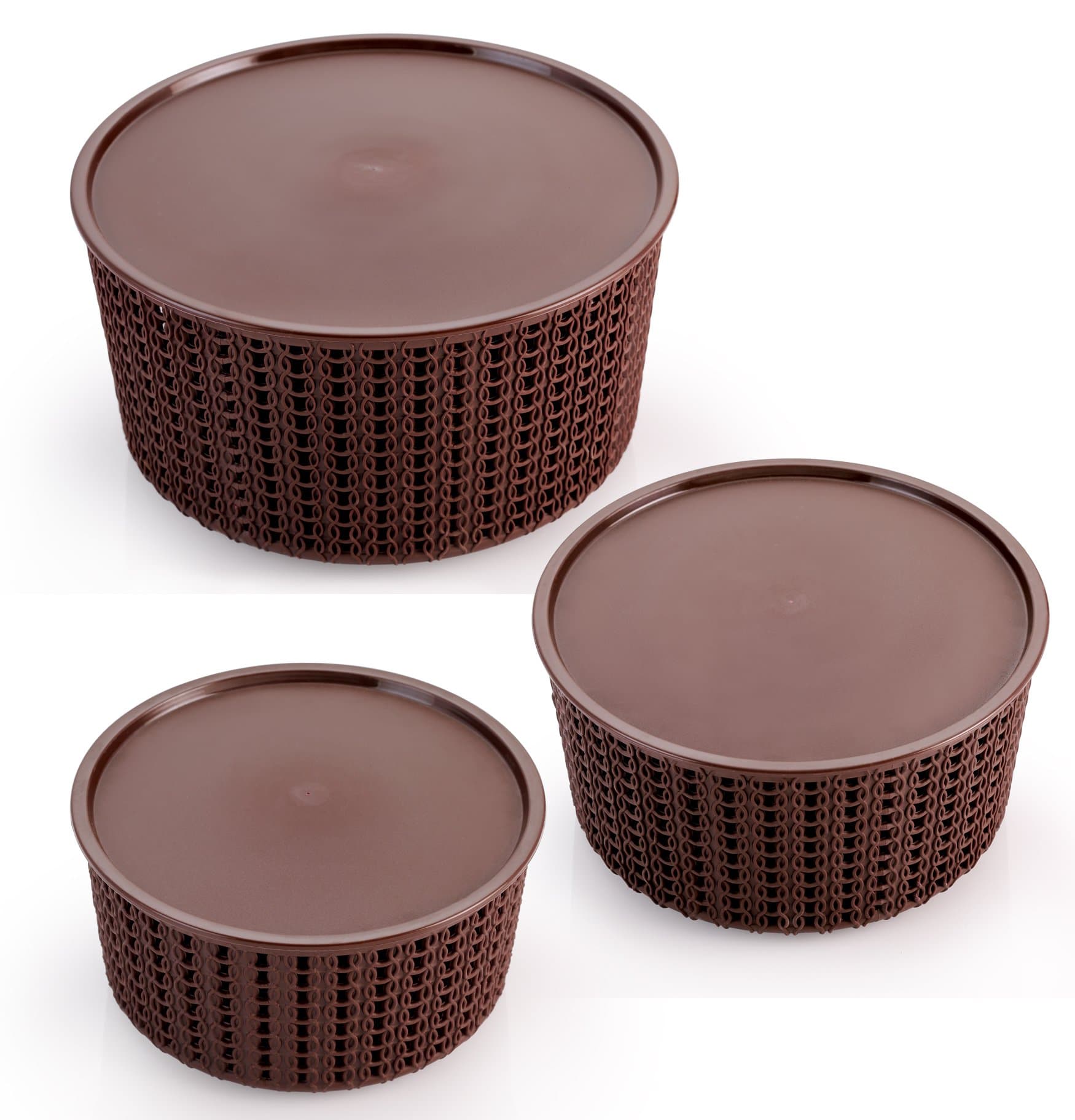 Selvel Plastic Target Basket - Set of 3 (Dark Brown)
