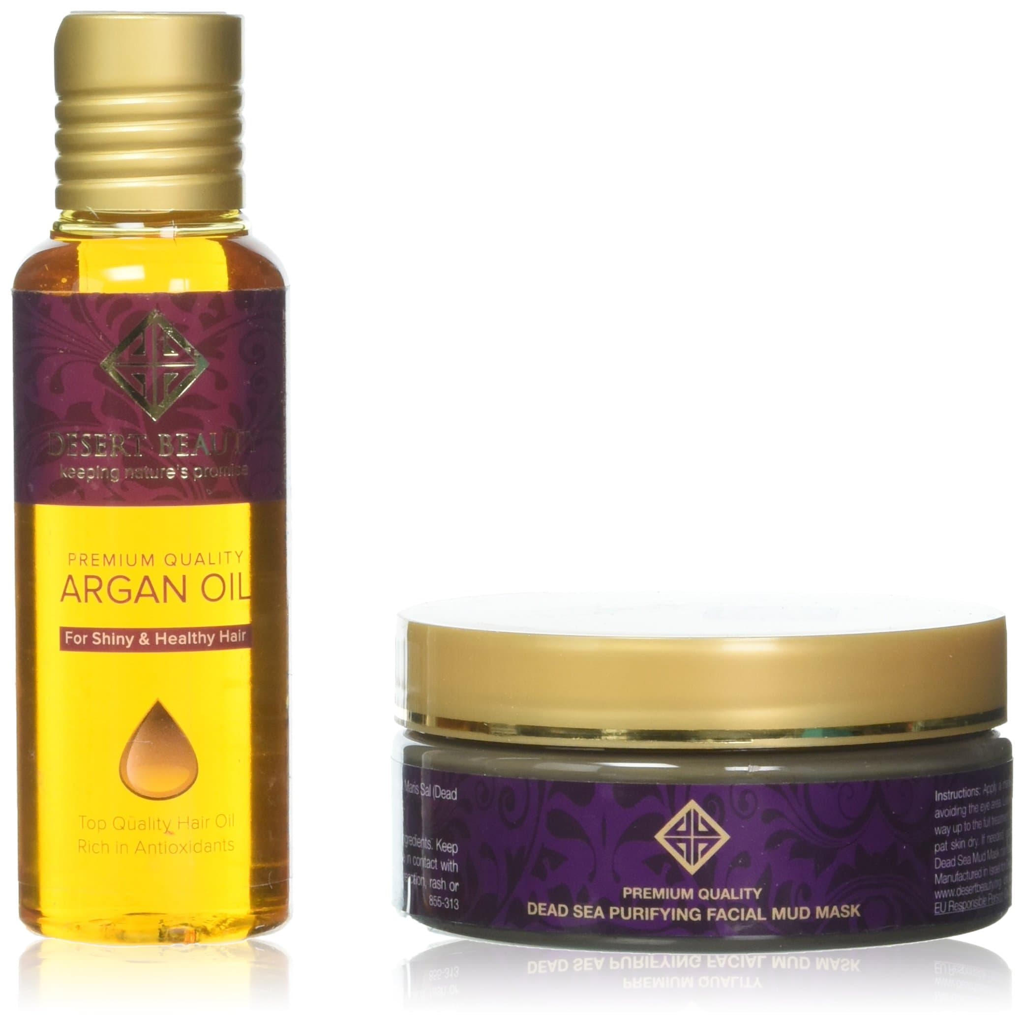 Gift Set 2-in-1 Spa-Quality Facial & Hair Care | Moroccan Argan Oil For Hair & Authentic Dead Sea Mud Mask For At-Home Facials | For Radiant Skin & Hair | Perfect Kit For Women & Men | Best Gift Ideas