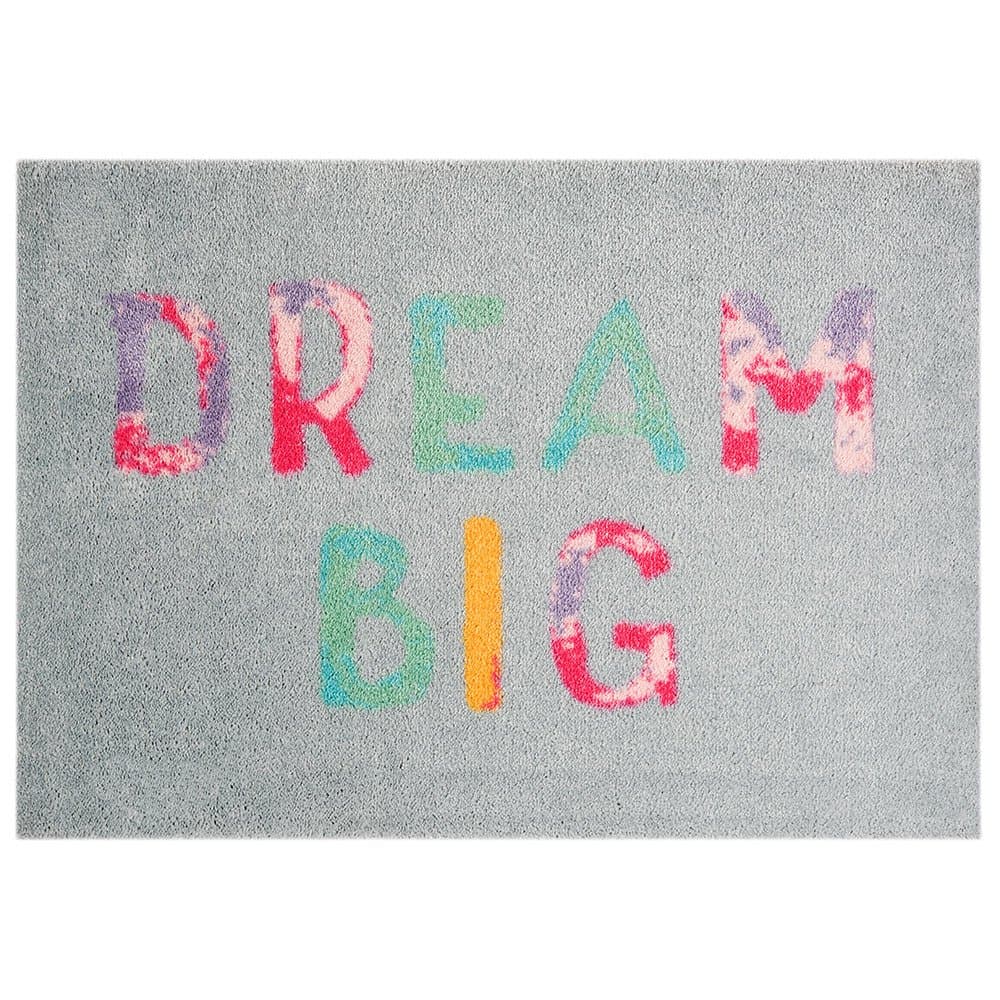 Mint Rugs 102581 _ 50x70 Statement Mat Dream Big, Synthetic Fibre, Grey/Pink, 70 x 50 x 0.7 cm