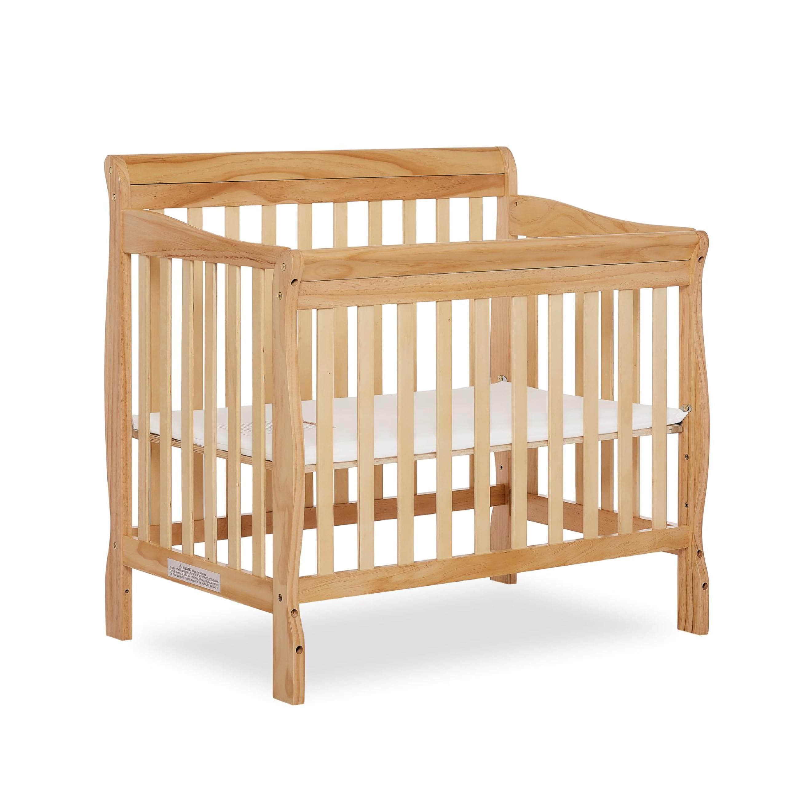 Dream On Me Aden 4-in-1 Convertible Mini Baby Crib in Natural, GreenGuard Gold & BSA, Sustainable Pinewood, Non-Toxic Finish, 3 Mattress Heights, Converts to Mini Day & Twin-Size Bed