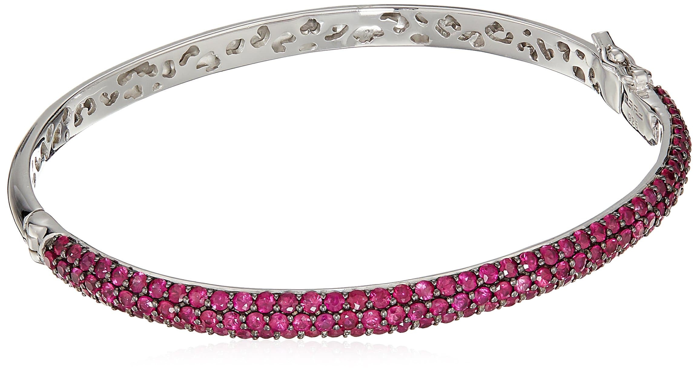 Effy Womens 925 Sterling Silver Ruby Bangle Bracelet, Red, 7