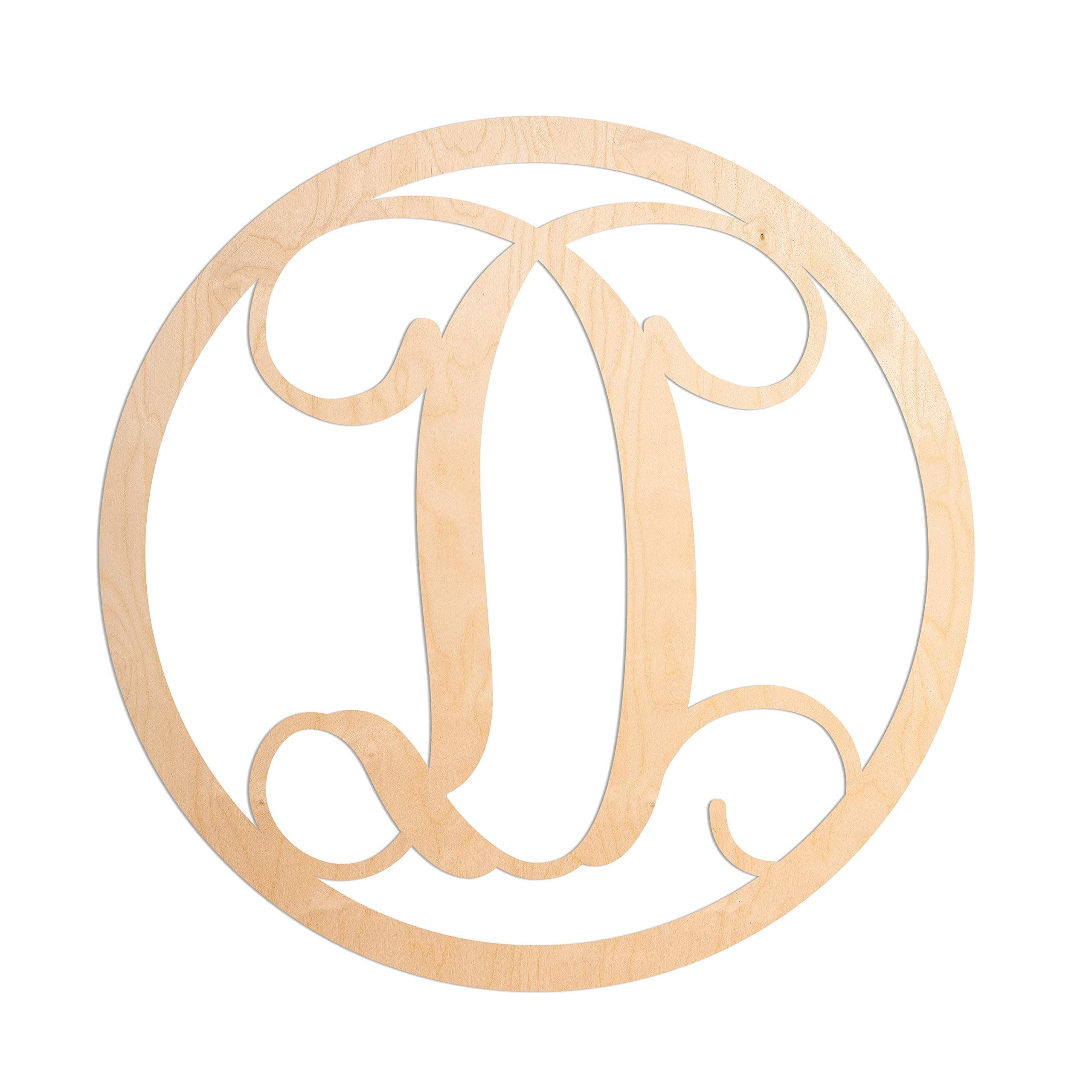 UNFINISHEDWOODCO Single Letter Circle Monogram-D, 19-Inch, Unfinished