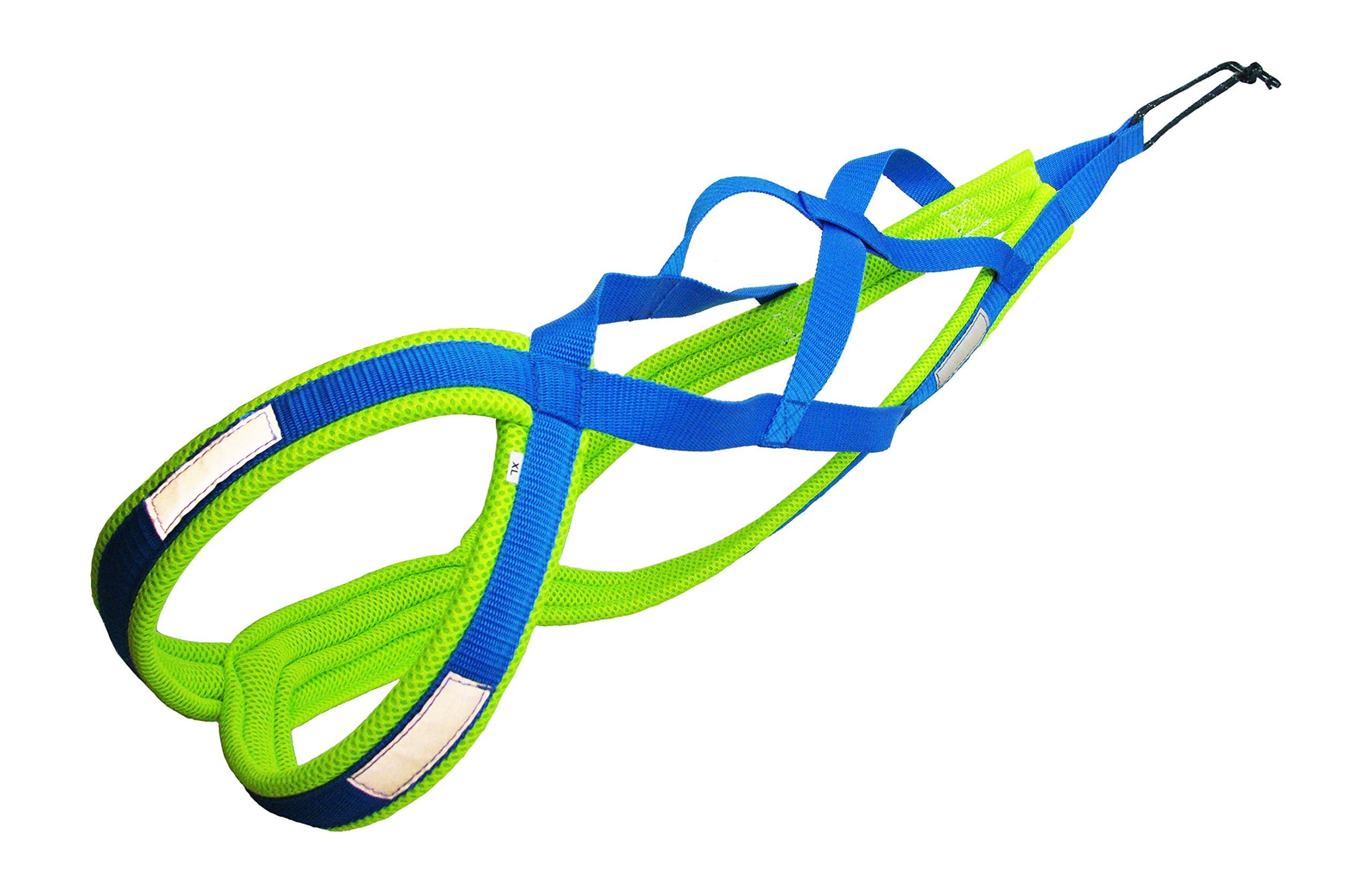X-Back Dog Harness for Bikejoring, Skijoring, Dogscooting, Sledging, in Blue / Neon Yellow