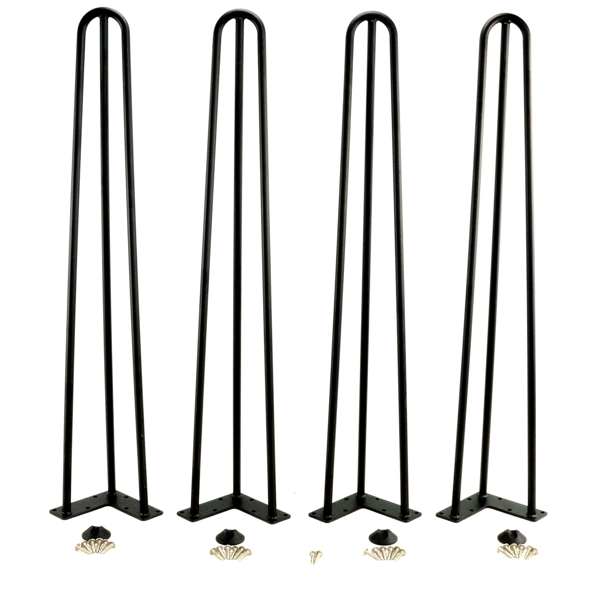 SHAKLAK Mrhardware Hairpin Table Legs (Set of 4), Heavy Duty Satin Steel Rods for Industrial Design Look (40 inch-3Rod-1/2 in, Black)