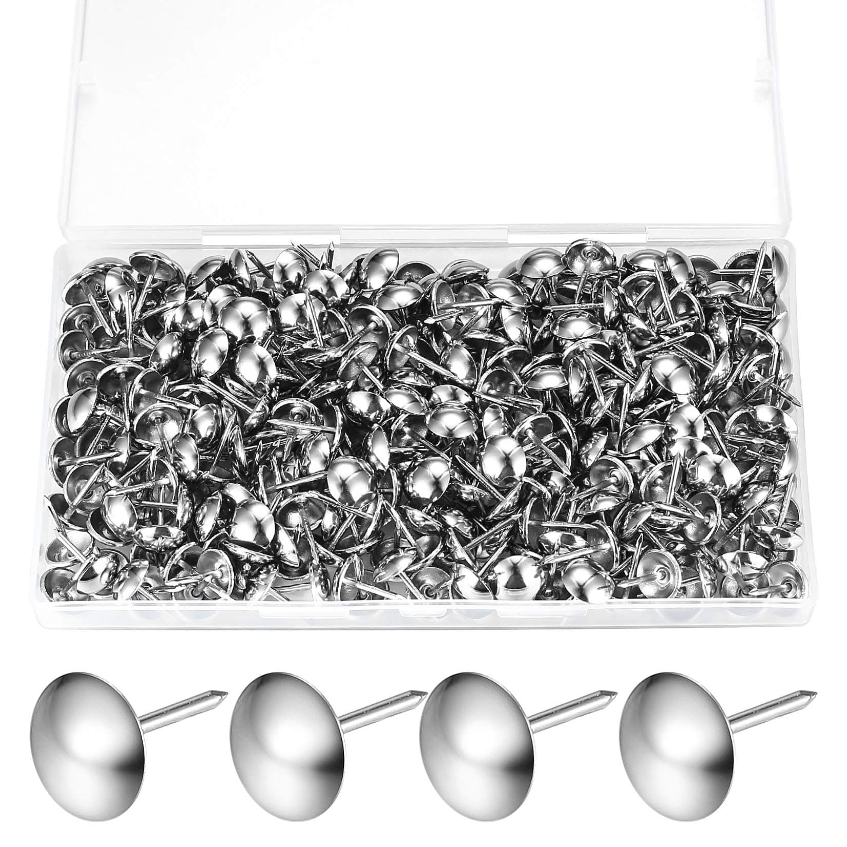 320 Pcs Upholstery Nails, Upholstery Tacks Pins, Furniture Decorative Thumbtacks, Antique Push Studs Pins, Drawing Picture Chairs Carpet Nails - 11x17 MM (Silver)