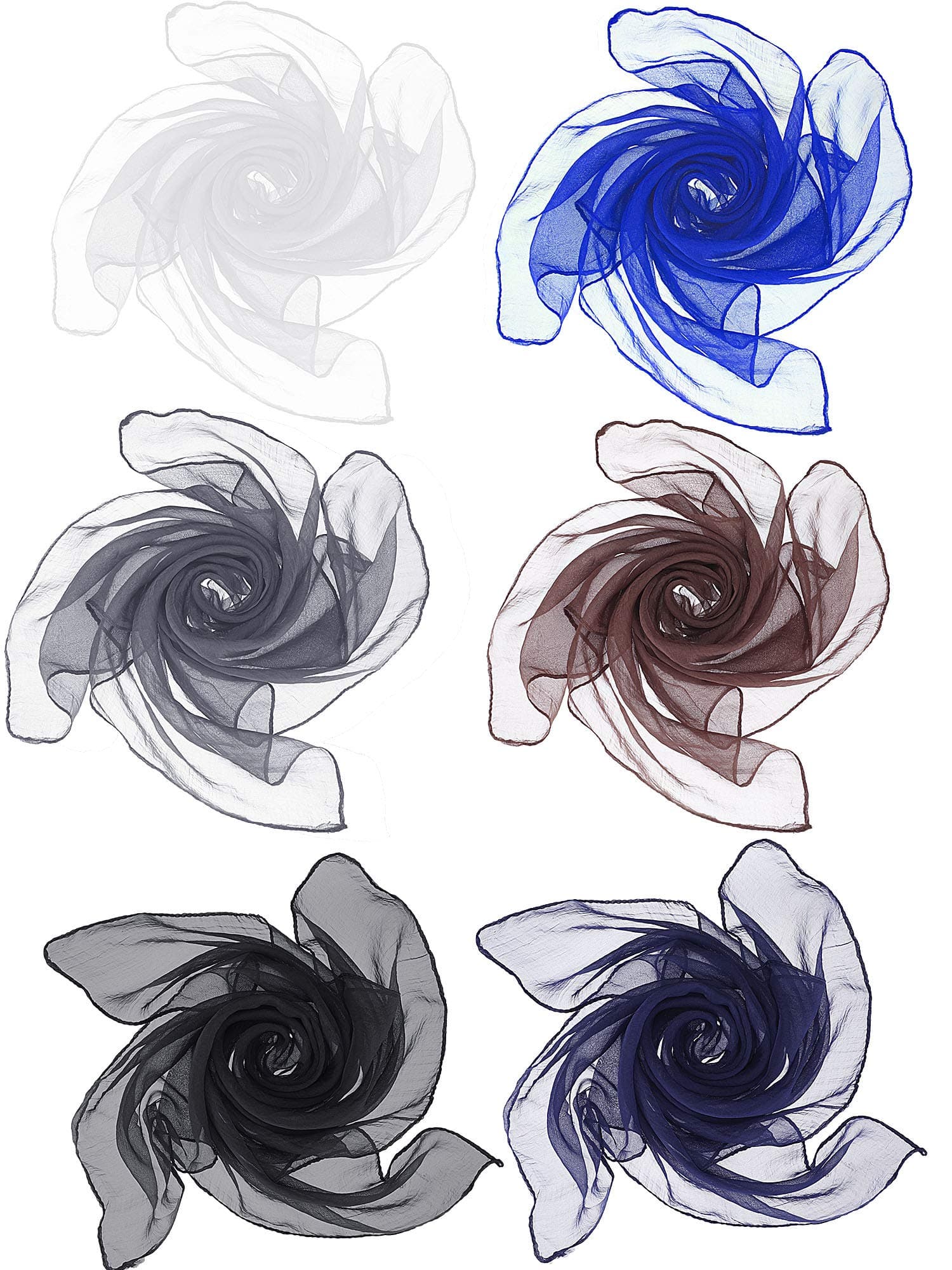 Boao 6 Pieces Chiffon Scarf 1950s Square Neck Head Scarfs Vintage Soft Polyester for Women Lady