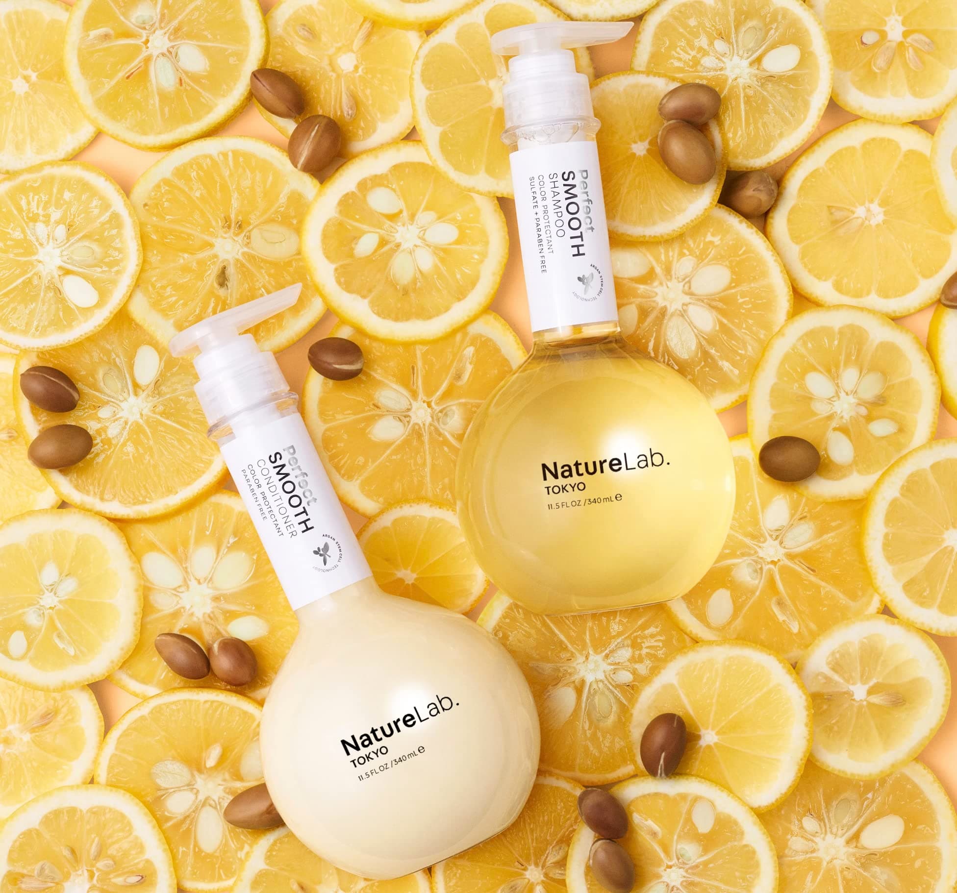 NatureLab.TOKYO Perfect Smooth Shampoo & Conditioner Duo - Japanese Shampoo and Conditioner for Dry, Frizzy Hair - Calms Scalp & Tames Strands from Roots for Controlled, Frizz-Free Hair - 11.5oz each