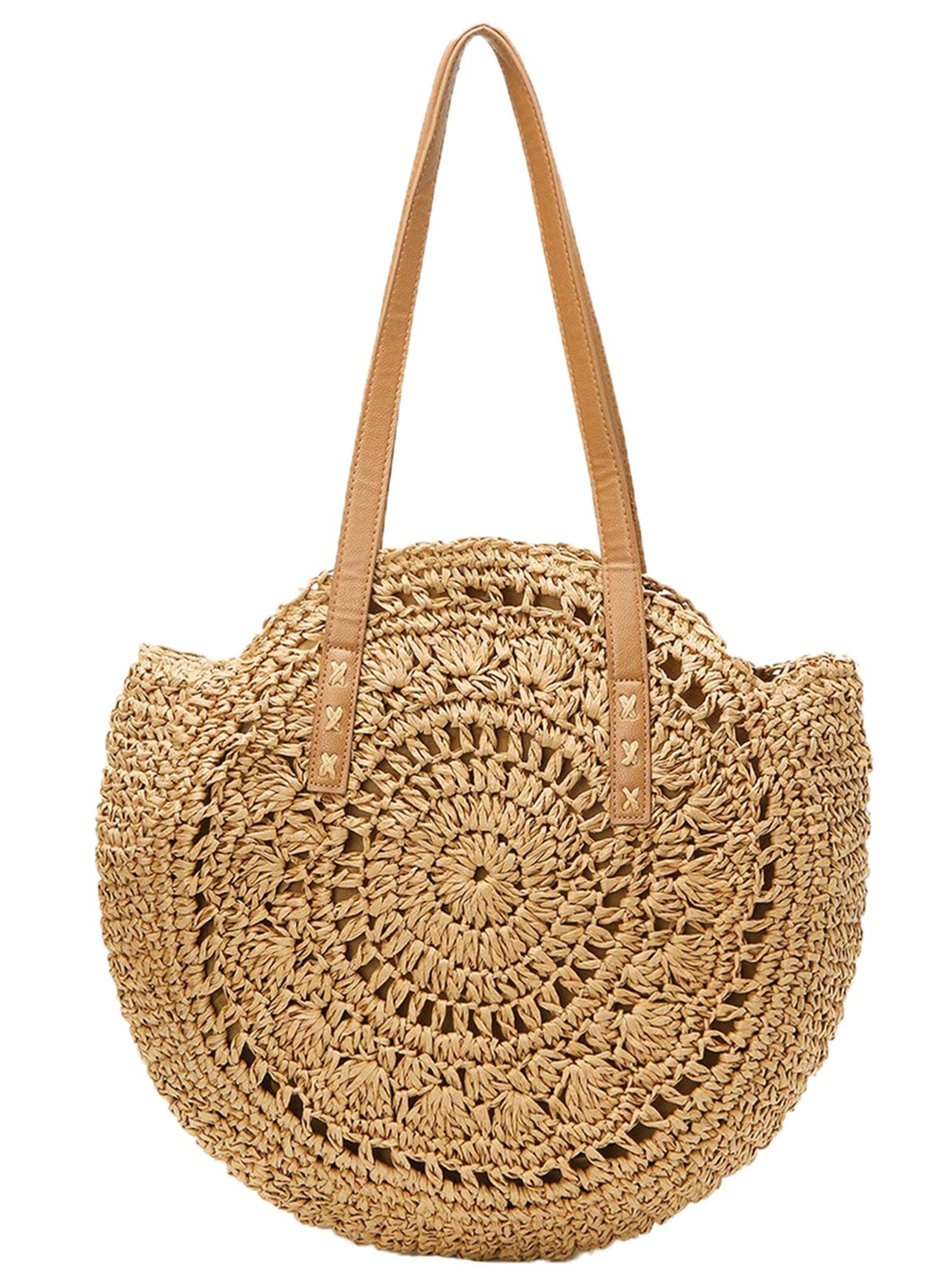Beach Bags for Women Straw Bag Vacation Summer Large Foldable Straw Beach Bag Tote Woven Shoulder Purse Handbag Beach Gifts