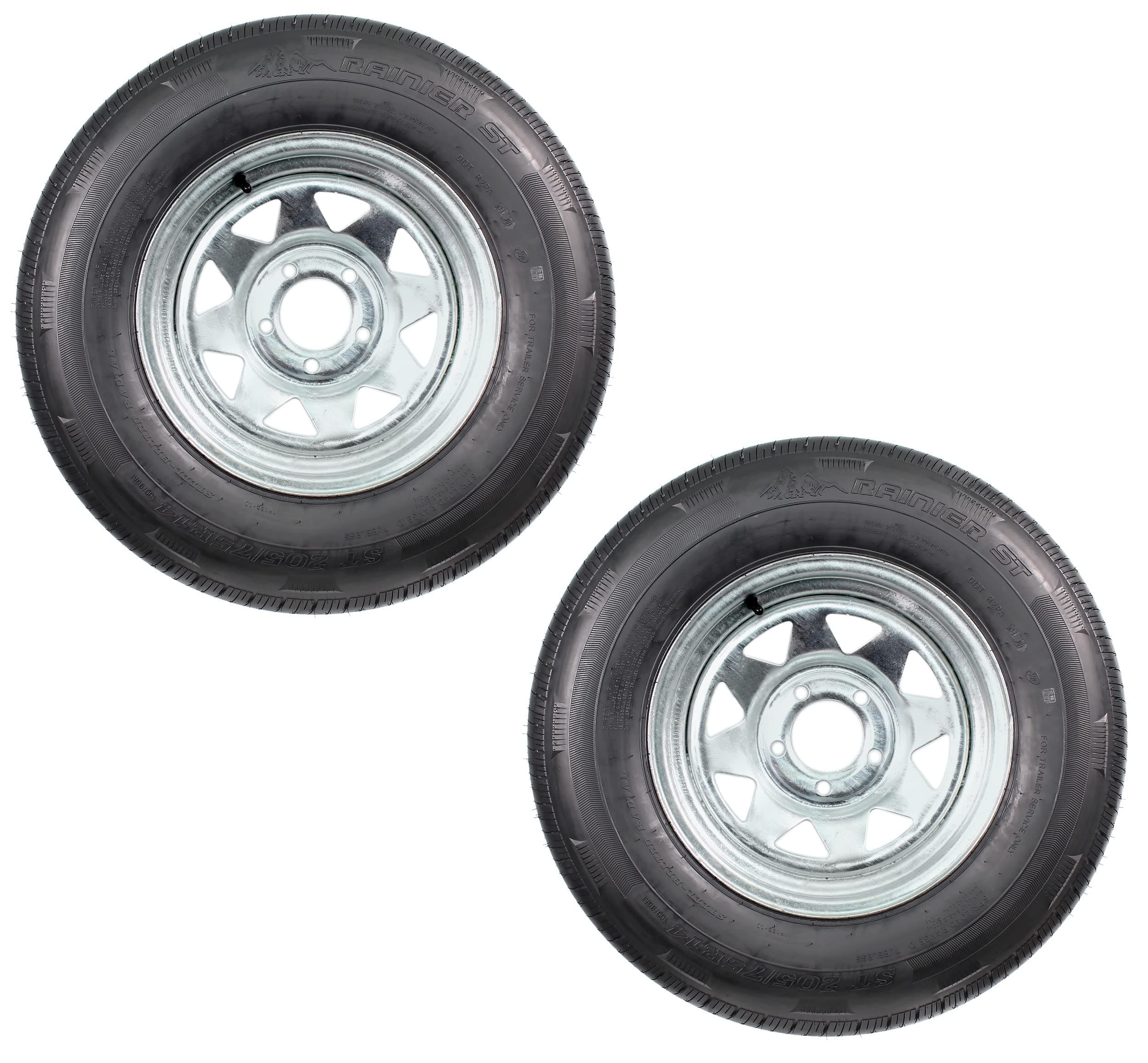 2-Pack Radial Trailer Tire On Rim ST205/75R14 Load D (5 on 4.5) Galvanized Spoke