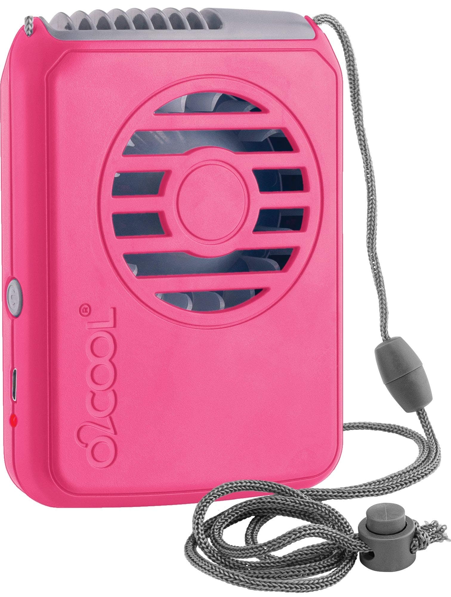 Portable Neck Personal Travel USB Battery Powered Adjustable Lanyard Cooling Fan, (Pink/Raspberry)
