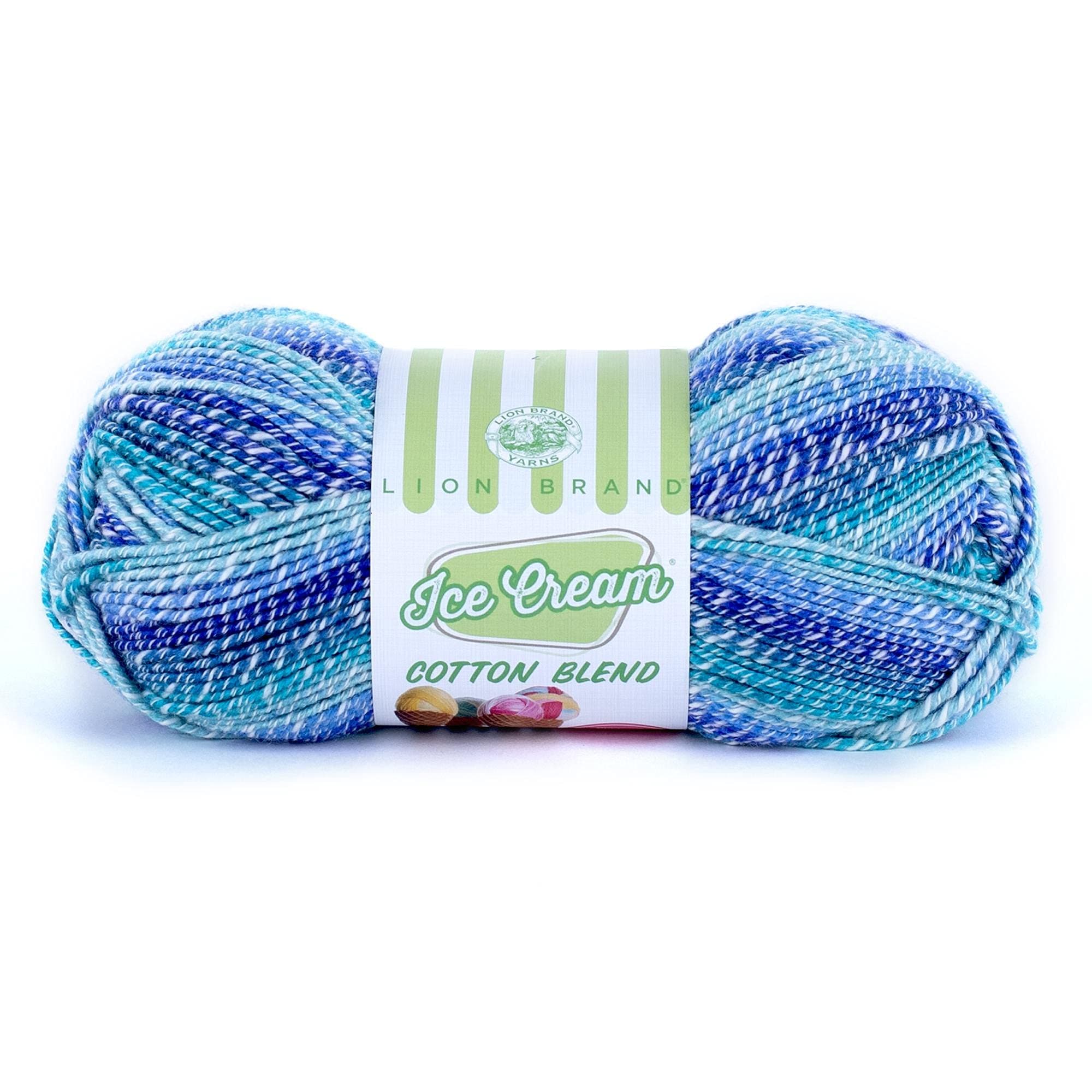 (1 Skein) Lion Brand YarnIce Cream Cotton Blend Yarn, Blueberry
