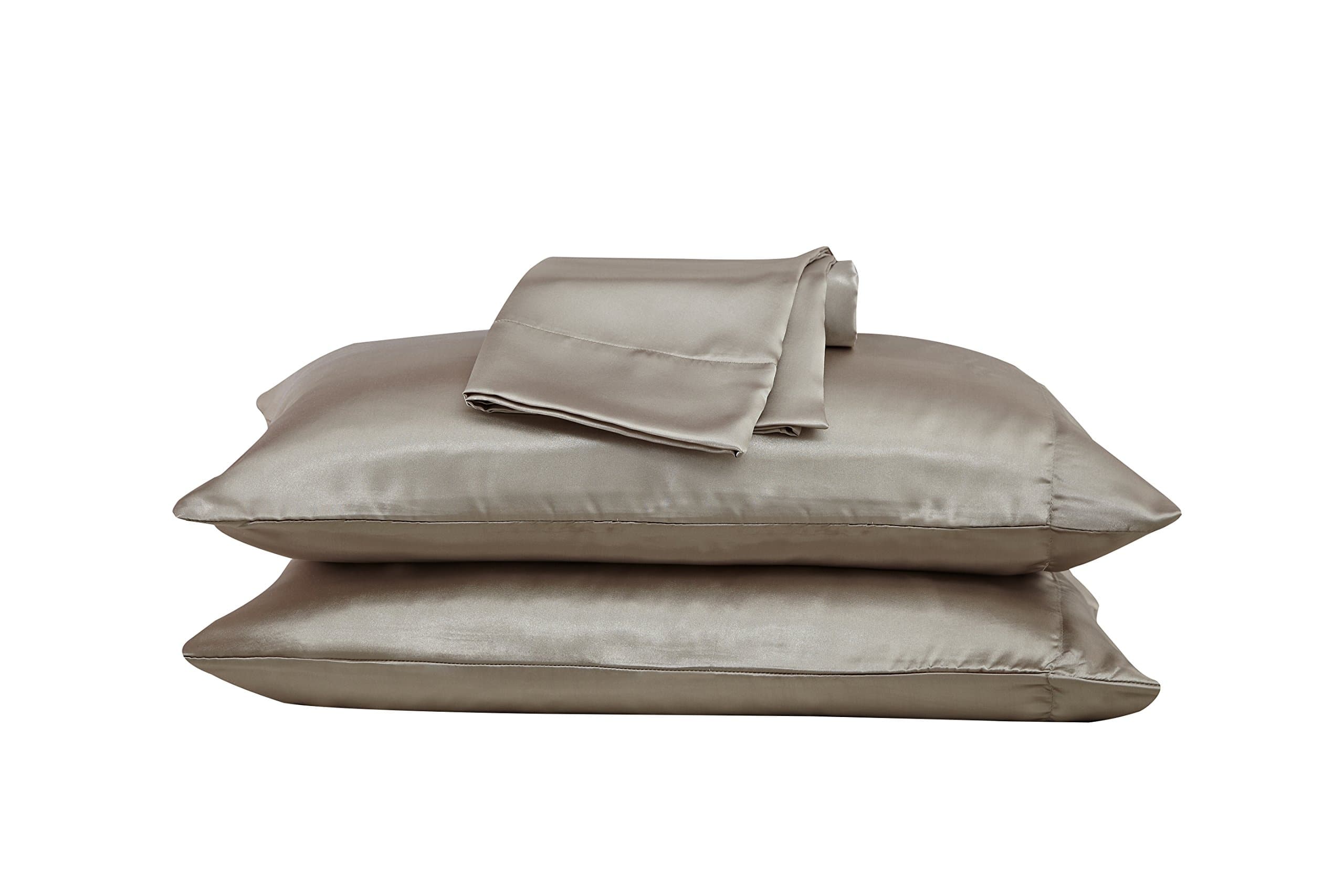 Satin Radiance Satin Pillowcase For Hair And Skin Queen Size, Solid Brown, Mocha Silk Pillowcase 2 Pack (20"x30"), Silky And Smooth Cooling Pillow, Satin Pillow Case Set Of 2 With Open-Ended Closure