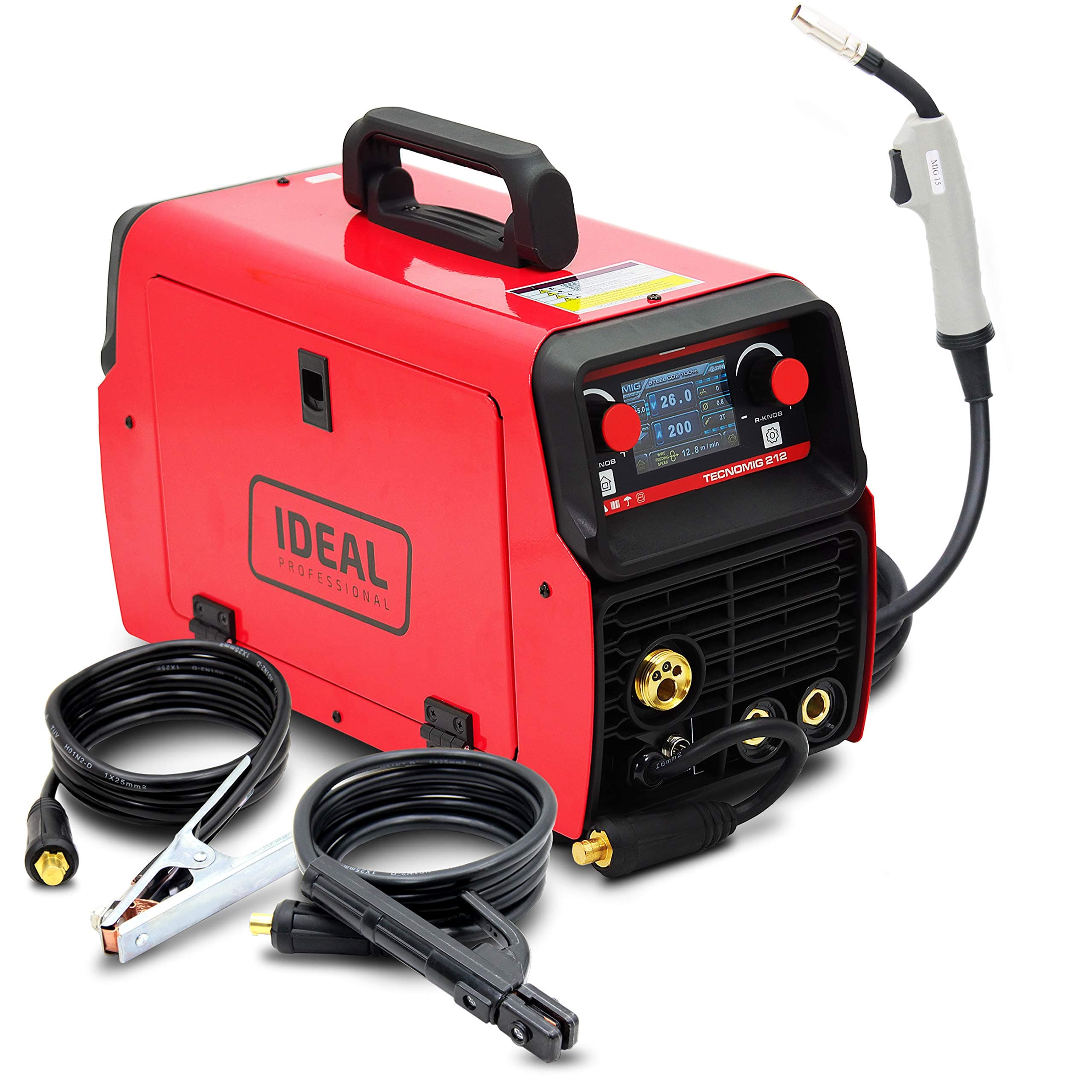 Ideal™ TecnoMIG 212 LCD MIG/MAG Synergy Inverter Welding Machine 200A TIG 3-in-1 Flux Welding Machine