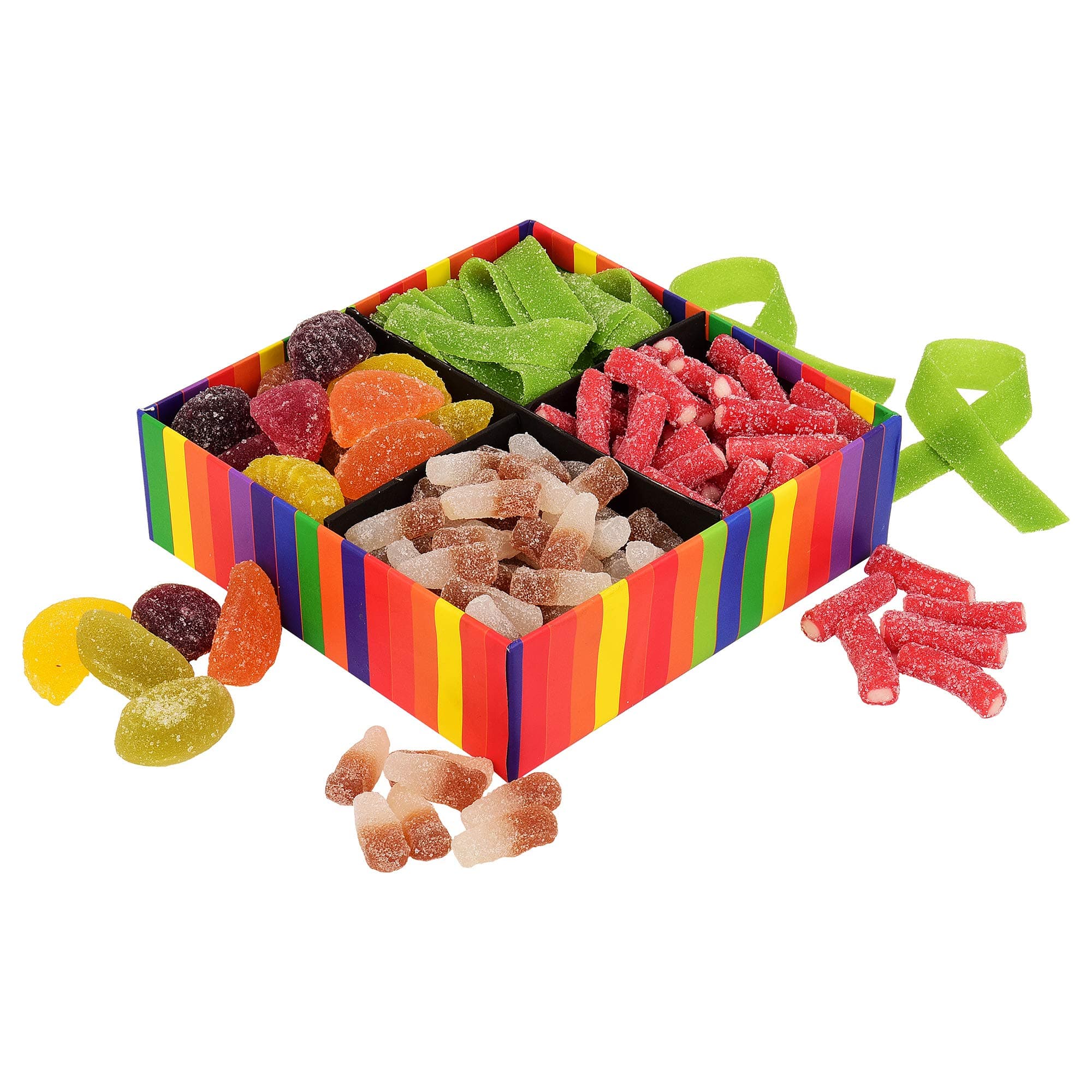 House of candy The Fruity Delight Black Box 600 Gm Vegetarian Mixed Candy Box W/ Fruit Flavoured Candies, Fizzy Colas, Sour Candy, 600 g