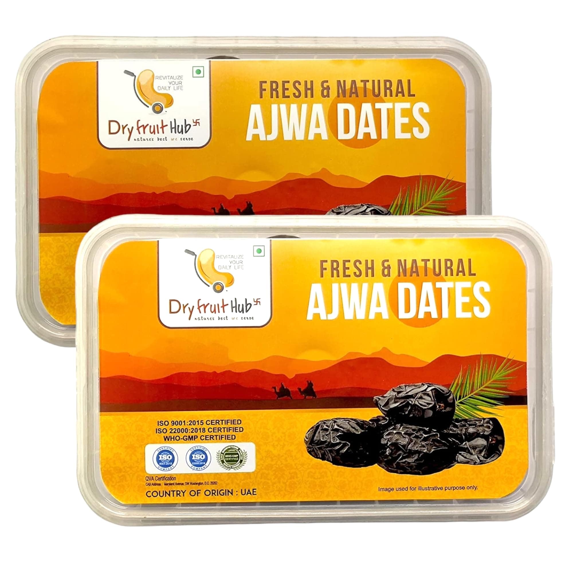 Dry fruit hub Ajwa Dates 1kg | Khajoor | Ajwa dates original | Authentic Madina Dates | Natural, Soft & Sweet | Handpicked, Fresh & Hygienically Packed | Ready to Eat Pack Of 2