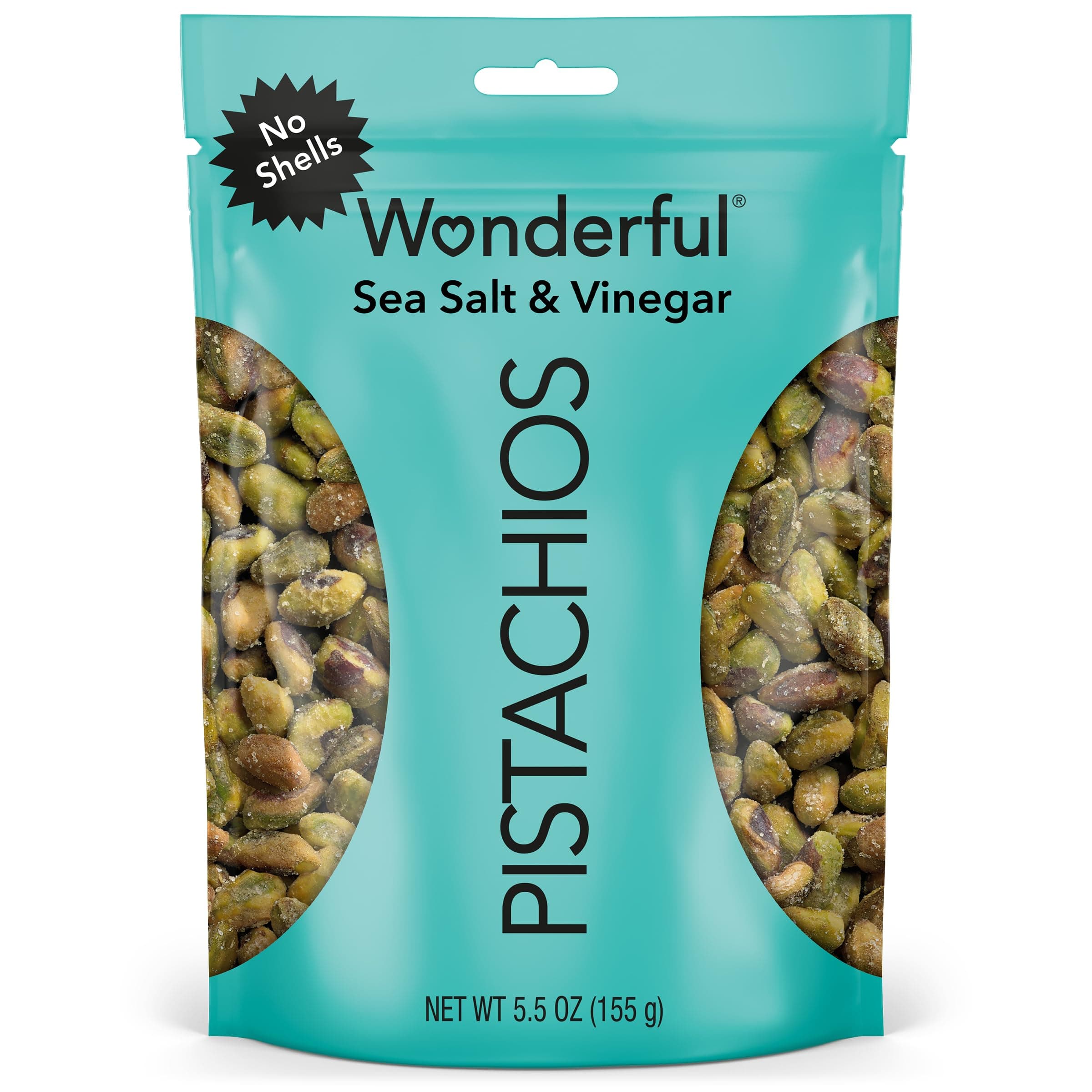Wonderful Pistachios No Shells, Sea Salt & Vinegar, 5.5 Oz Bag