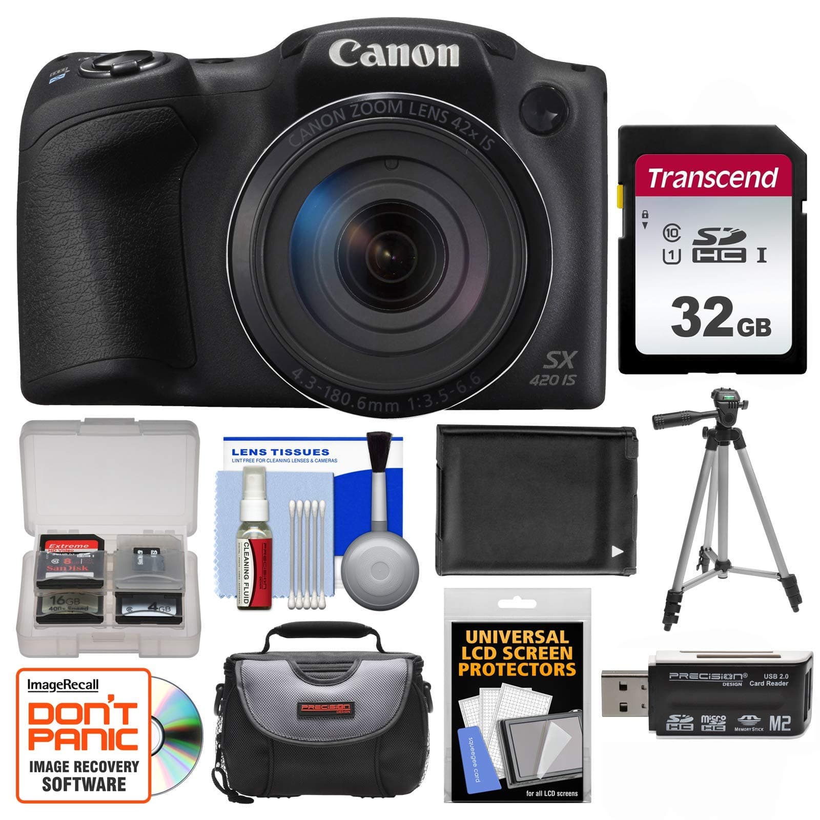 Canon PowerShot SX420 is Wi-Fi Digital Camera (Black) with 32GB Card + Case + Battery + Tripod + Kit (Renewed)