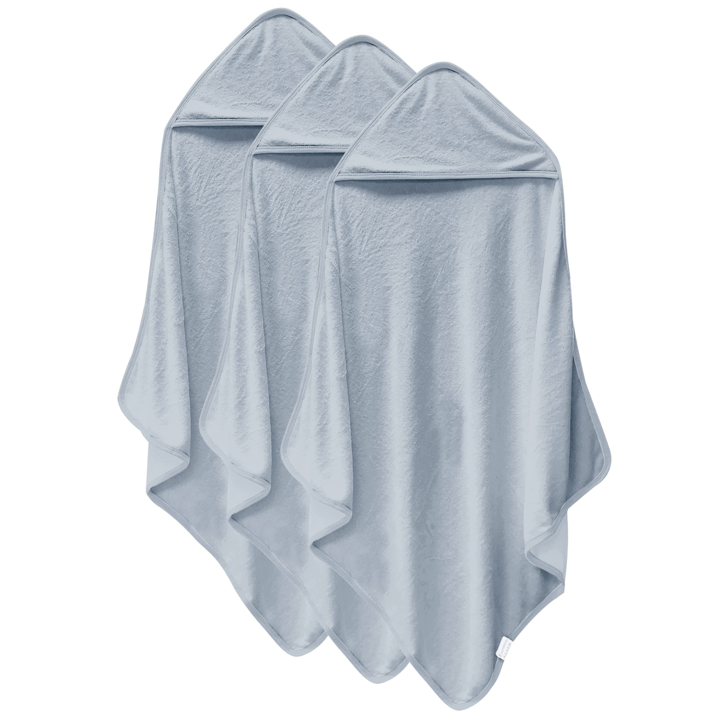 Cosy Family 3 Pack Baby Hooded Towels, Rayon Made from Bamboo, Ultra Soft Unisex Bath Towels for Babies,Toddler,Infant - Newborn Essential - Ultra Absorbent Toddler Towels for Baby Boy Girl - Grey