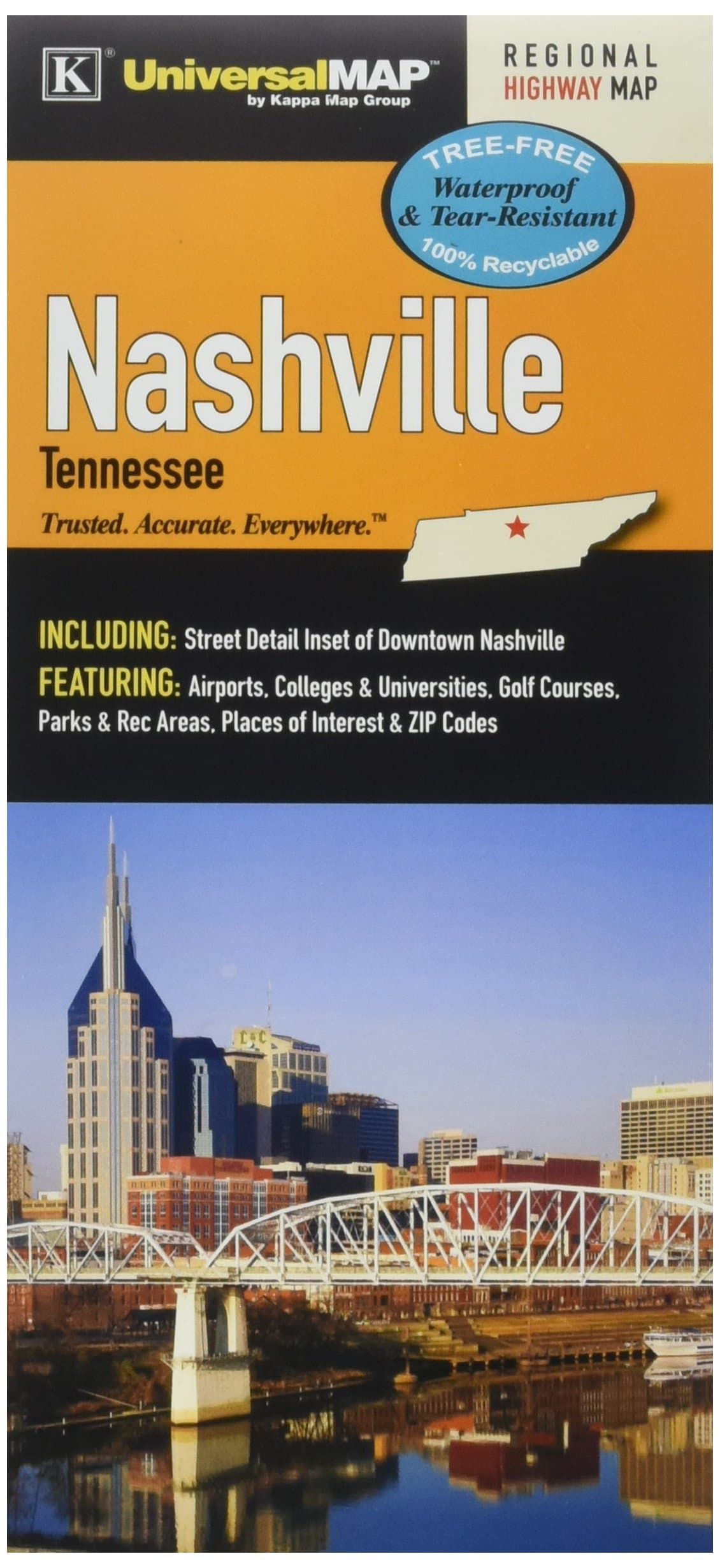 Universal Map 14586 Nashville Laminated Map
