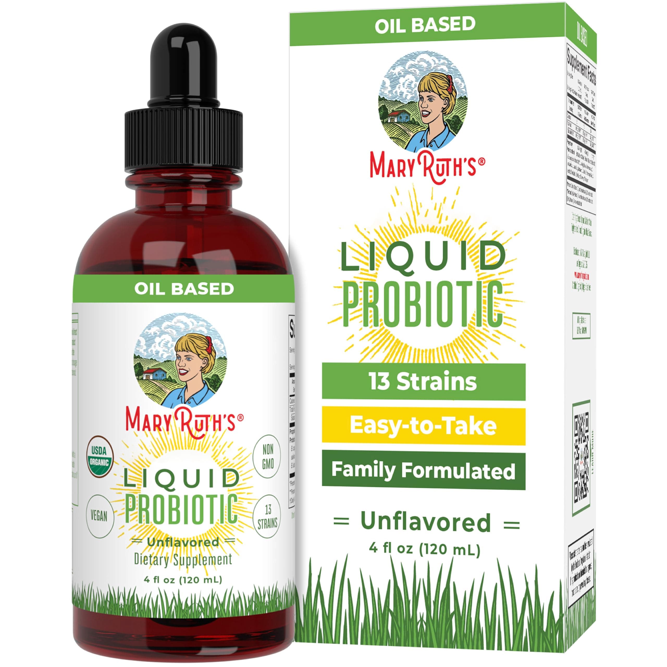 ORGANIC LIQUID PROBIOTICS by MARYRUTH (Plant Based) USDA Certified Organic, Vegan, RAW, Paleo, non-GMO, Highly Potent Live Strain Flora assists digestion & maximum absorption of vitamins/minerals 4oz by MaryRuth Organics
