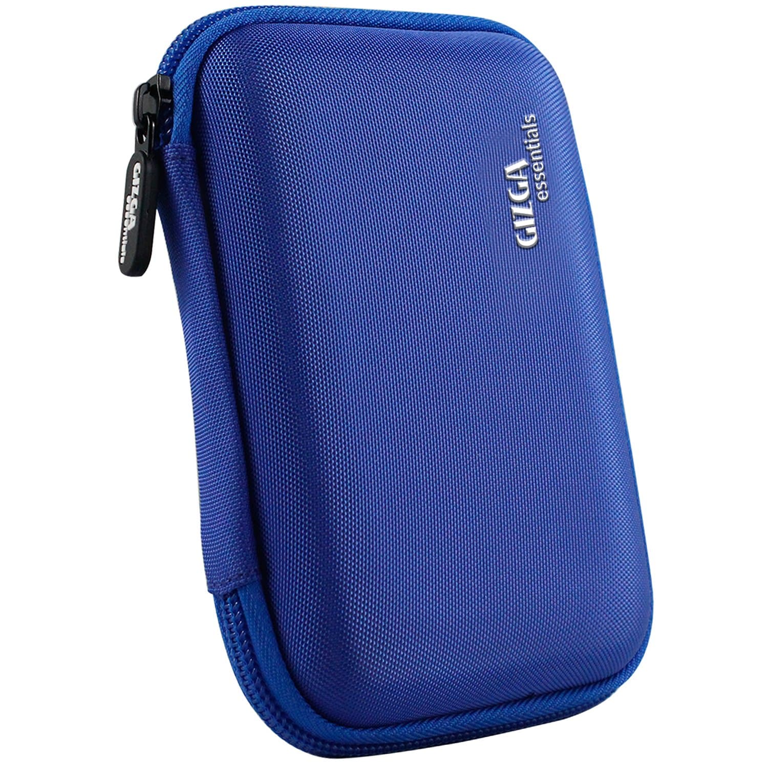Gizga Essentials Nylon Hard Drive Case Shell, 6.35cm/2.5-inch, Portable Storage Organizer Bag for Earphone USB Cable Power Bank Mobile Charger Digital Gadget Hard Disk, Water Resistance Material, Blue