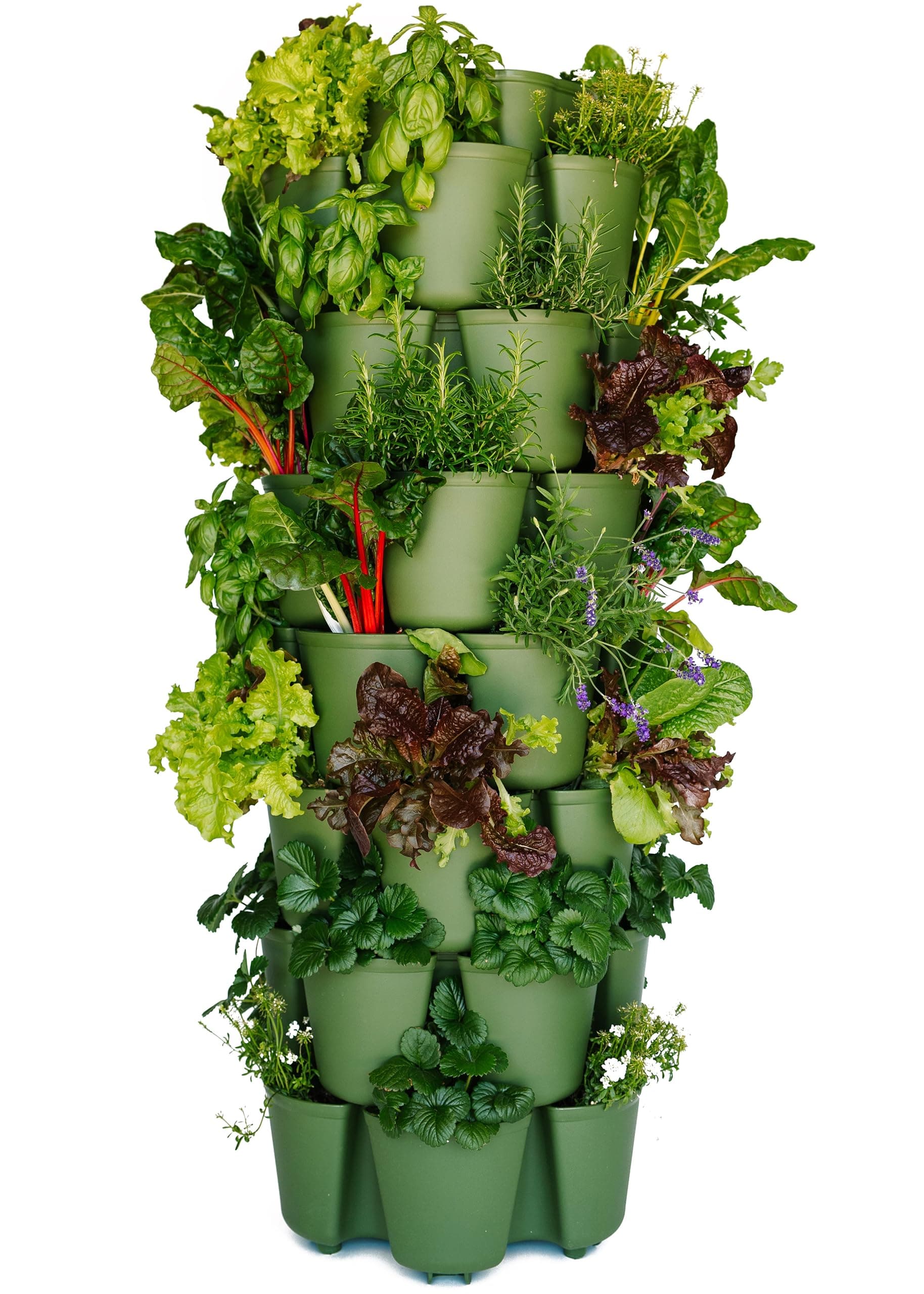 Greenstalk 7 Tier Leaf Vertical Planter for Growing a Variety of Strawberries, Vegetables, Herbs, & Flowers (Evergreen)