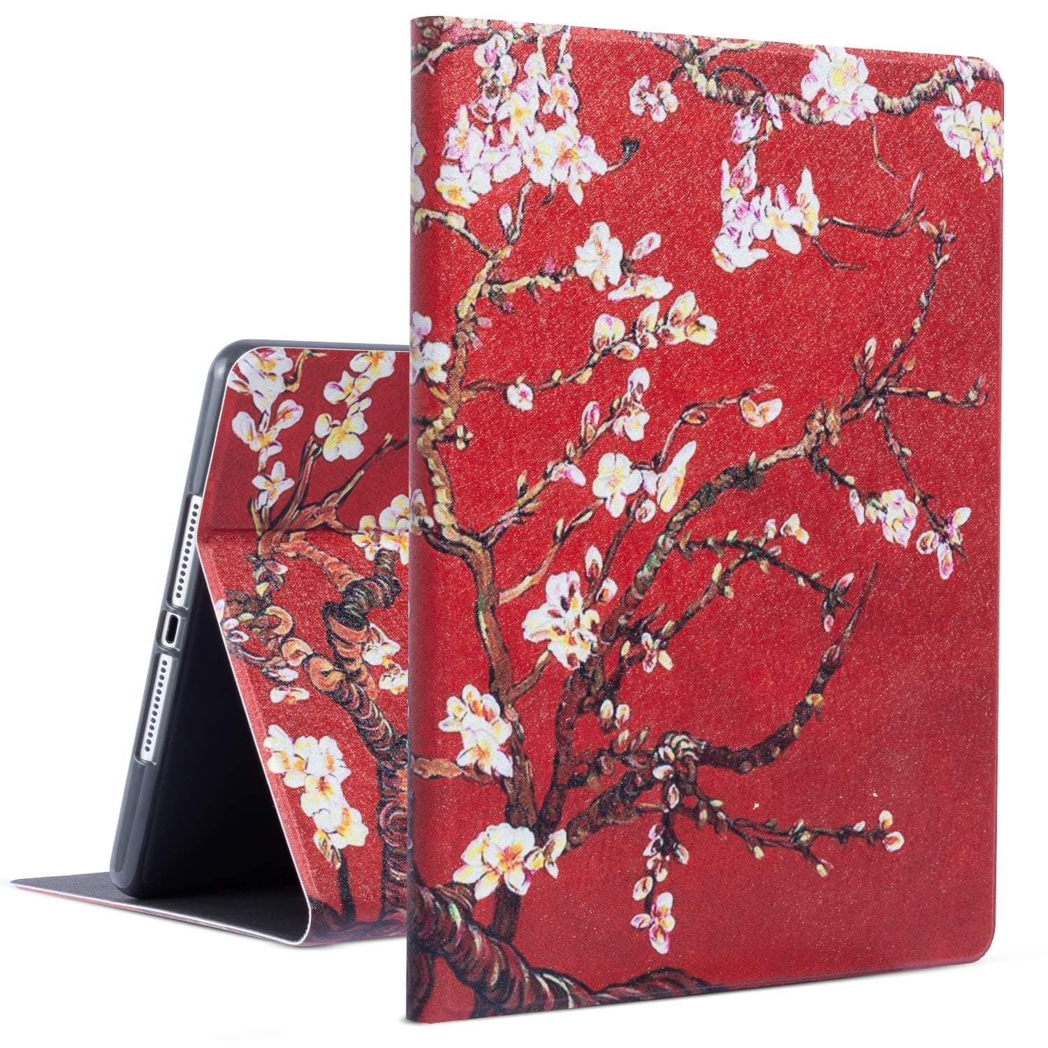 iPad Air 2 Case, iPad 6th Generation Case 9.7 inch, 5th Generation iPad Case, Red Apricot Flower, iPad Air Case, PU Leather Adjust Stand Folio Cover, Auto Wake Sleep, 9.7 inch iPad Case