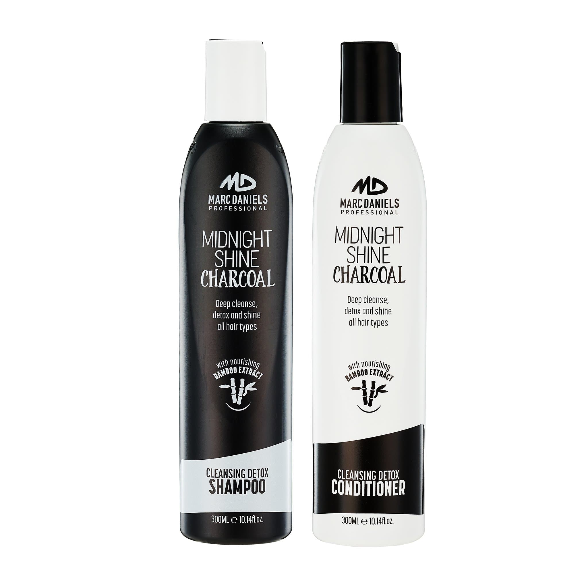 Charcoal Clarifying Shampoo & Conditioner Set Sulfate Free with Bamboo Extract Detoxifying for All Hair Types - Color Treated, Oily, Frizzy – for Women & Men by MARC DANIELS Professional