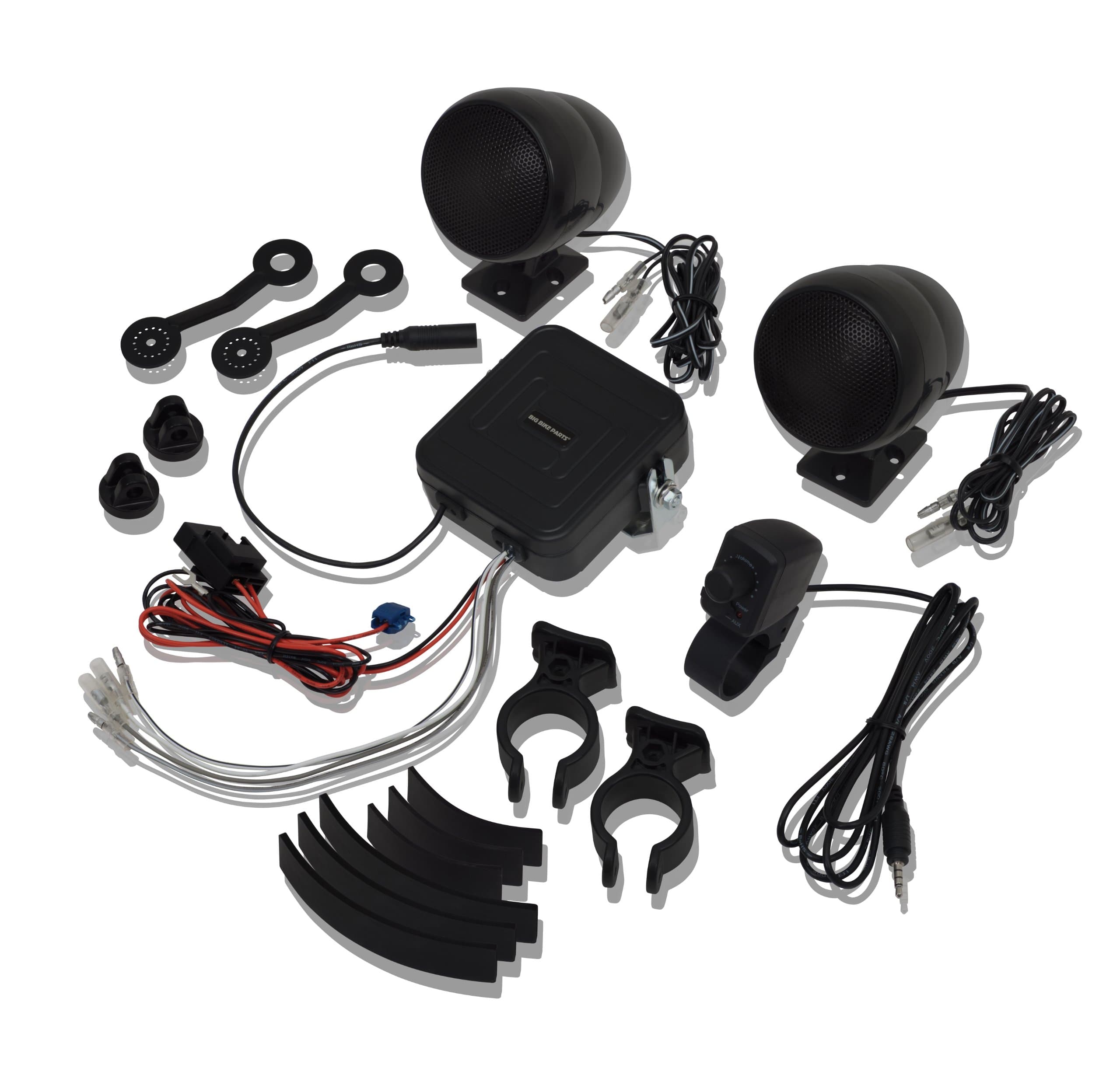 Big Bike Parts 13-250BK Handlebar Mounted Waterproof Sound System, Black