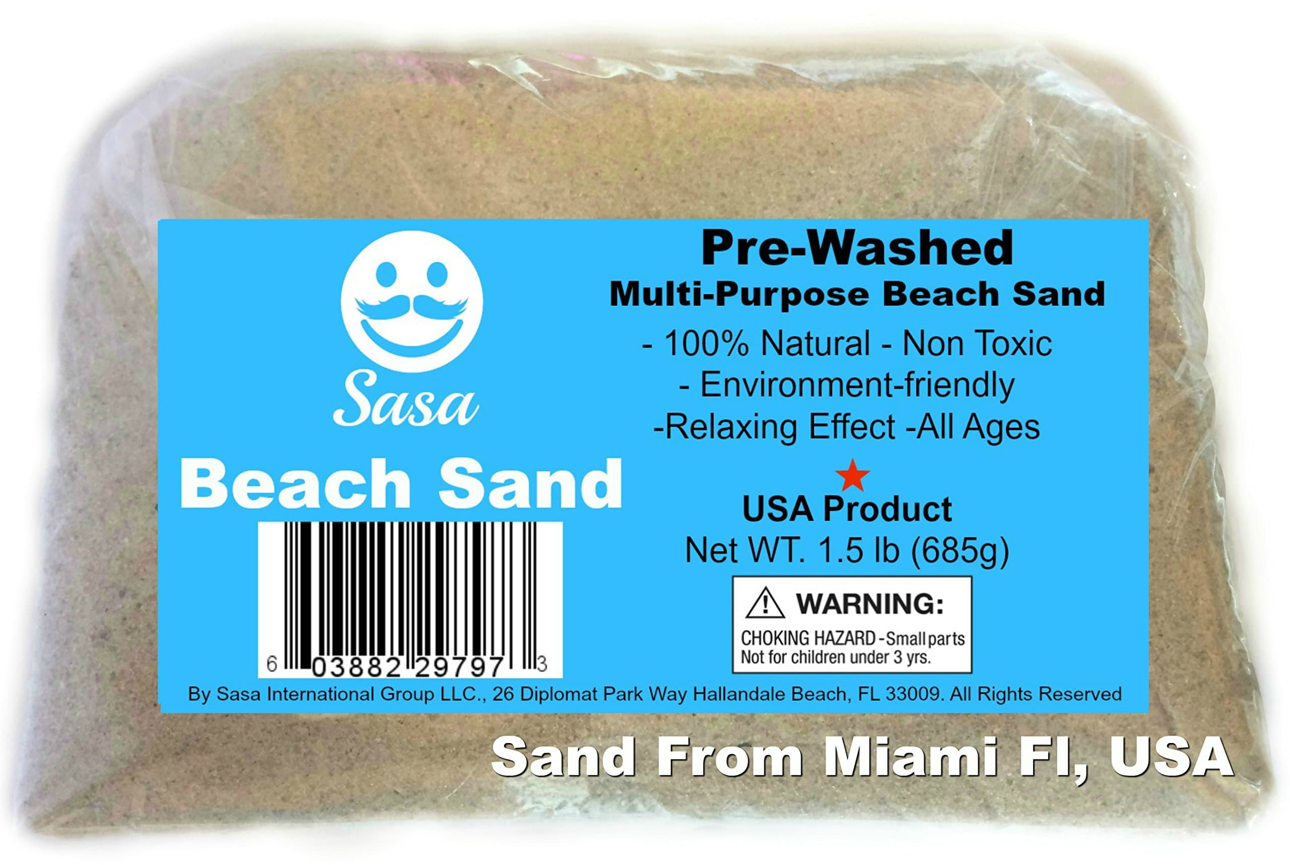 Beach Sand. Pre Washed Real Natural Beach Sand From Florida. Multi-purpose. Pack of 1.5 lb. PreWashed & Dust Free. 100% Natural and Ready to Use. Best Cleaned Beach Sand