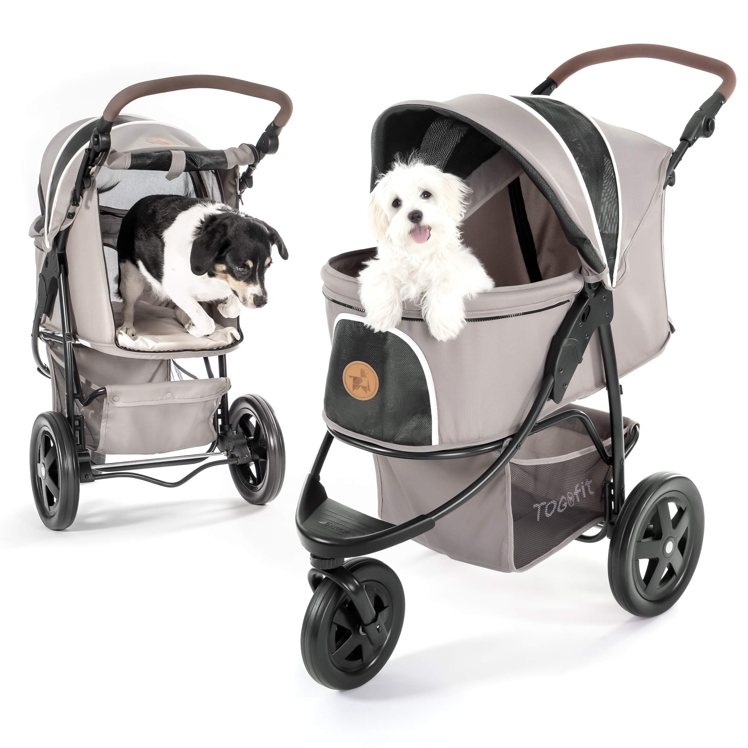 TOGfit Pet Roadster - Luxury Pet Stroller for Puppy, Senior Dog or Cat | Easy Foldable Three Wheels Travel Pet Jogger max. loading 32 kg, Mattress included - Grey