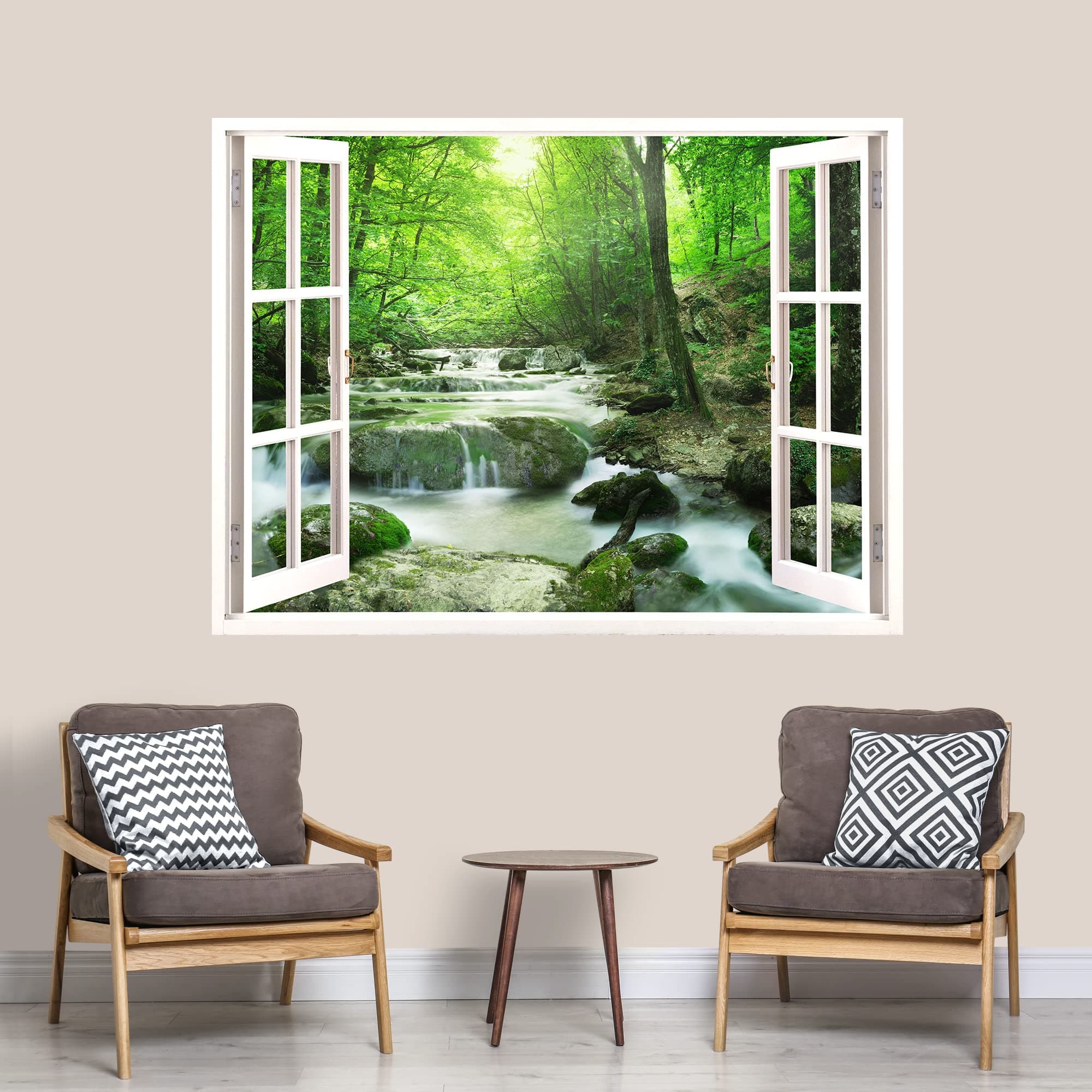 IDEA4WALL Wall Murals for Bedroom Fake Window View Forest Removable Wallpaper Peel and Stick Wall Stickers - 24x32 inches