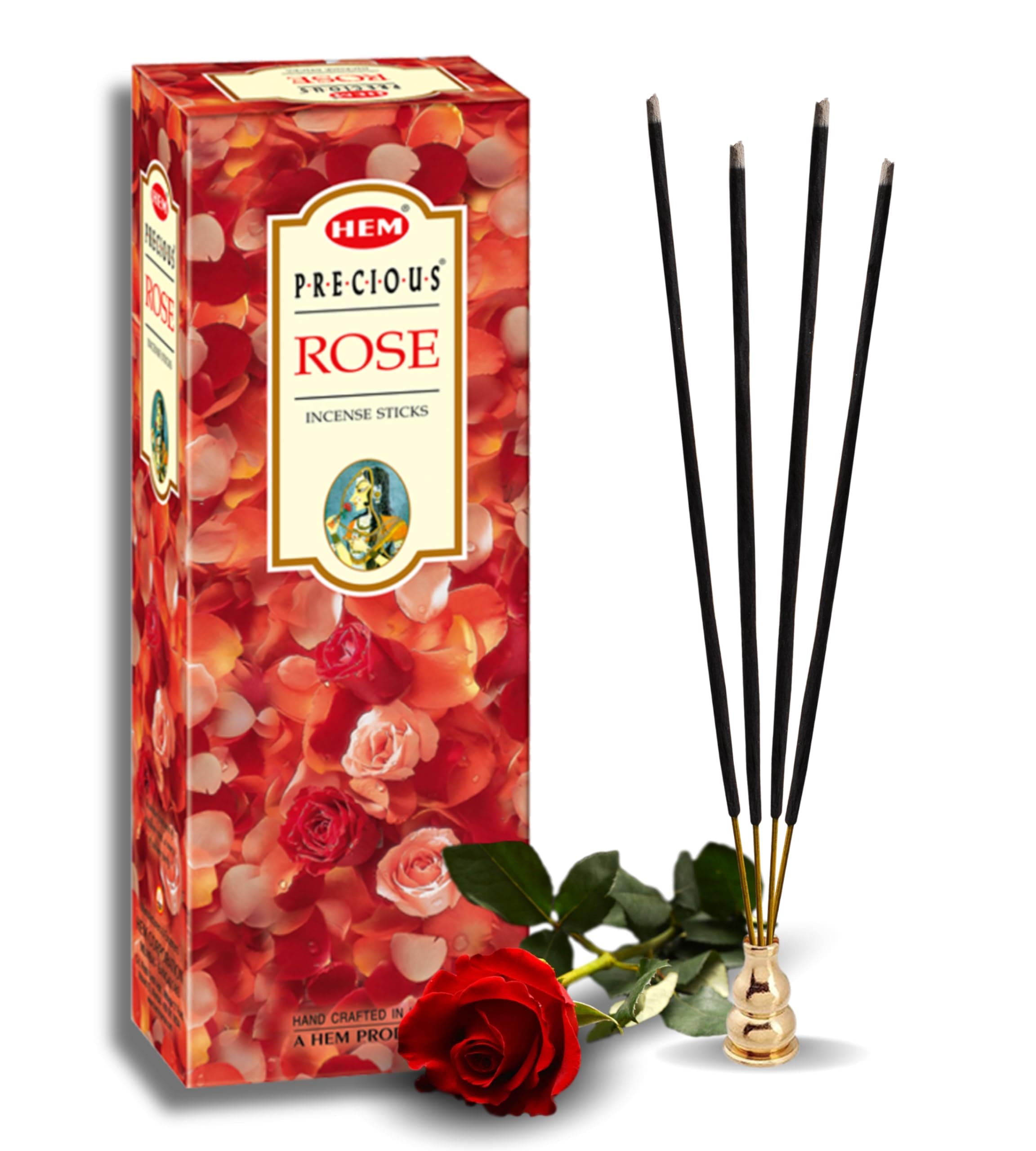 HEM Precious Rose Incense Sticks Pack Of 120 Count | Natural, Pure House & Flower Powder | Fresh & Long Lasting Fragrance | Aromatherapy Incense For Air Purifier, Stress Relief & Cleansing | 120 Count