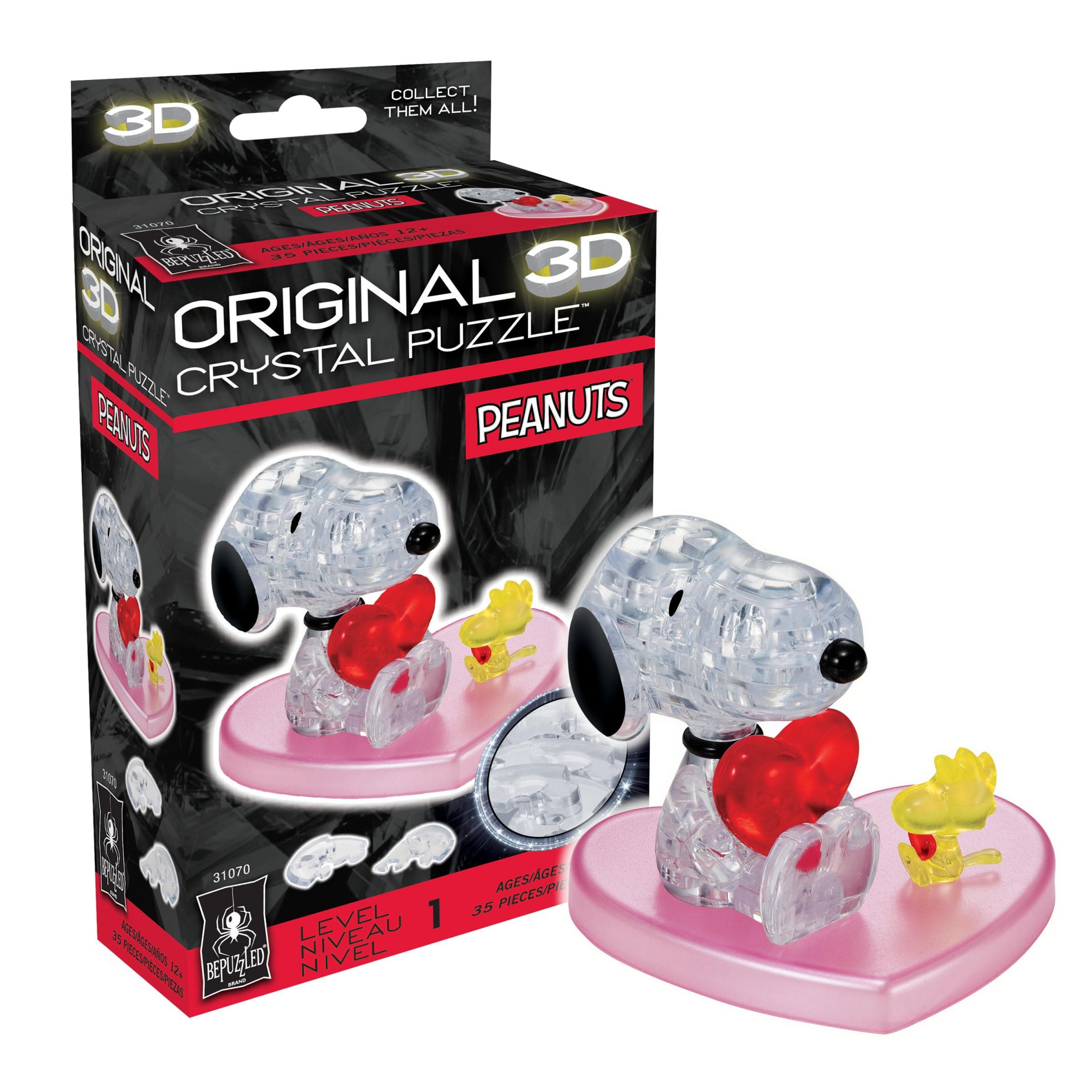 Peanuts Snoopy Heart Original 3D Crystal Puzzle, Ages 12 and Up
