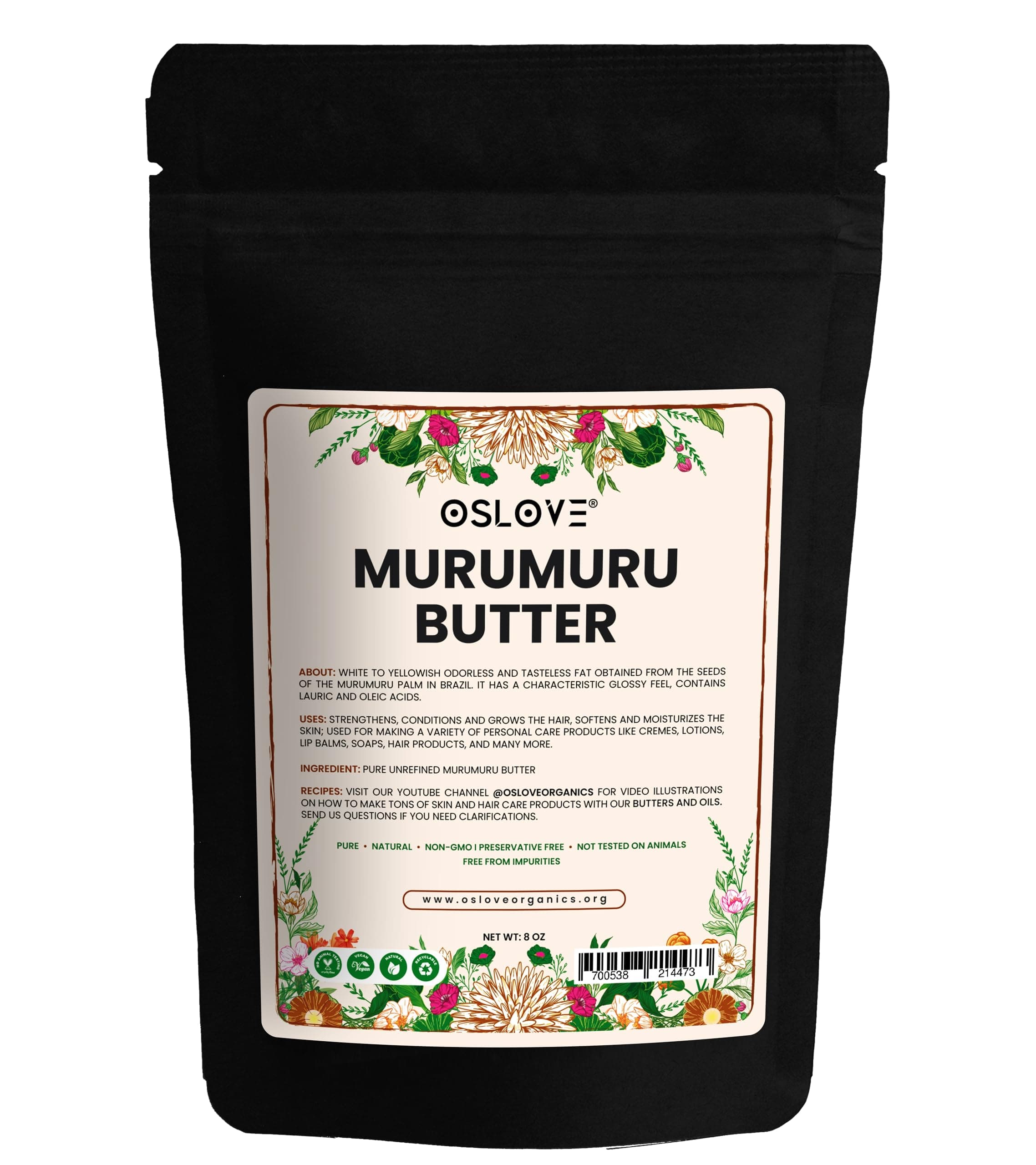 Pure, Natural and Unrefined Murumuru Butter - Soft silky butter for lotions, whipped body butters/souffles, lip balms, salves | 8oz