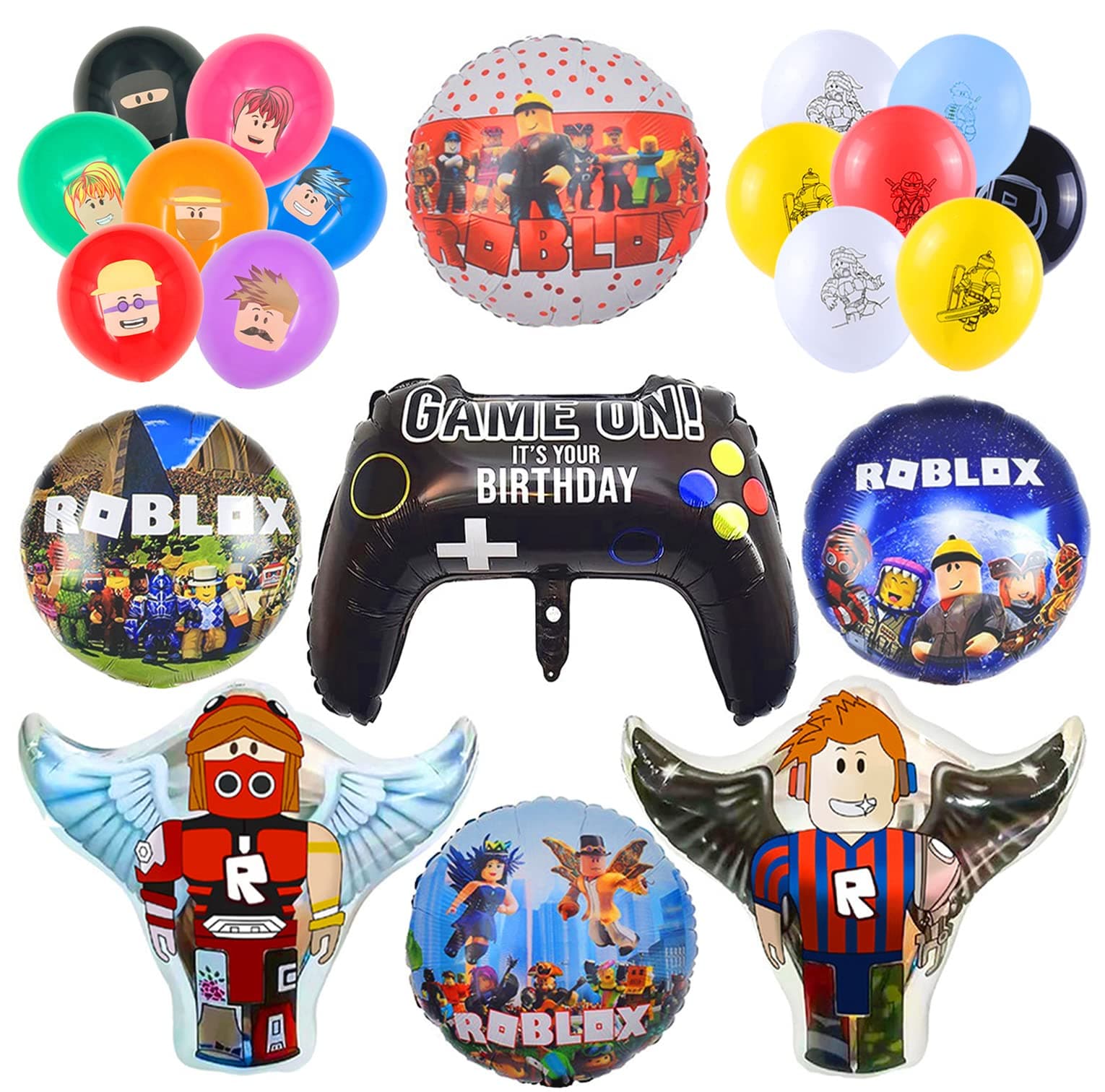 24 PCS Roblox Party Decoration Robot Birthday Balloons Roblox Balloon Decoration for Boys Girls Kids