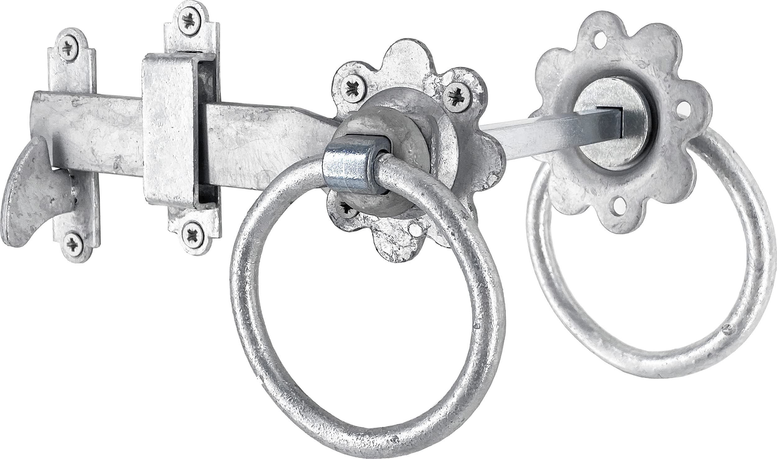 Ring Gate Latch, Heavy Duty Gate Latch for Wooden Gates, Auto Garden Gate Latch Ideal for Keeping Garden Gates and Doors Shut, Opened from Either Side of Gate (Galvanised)
